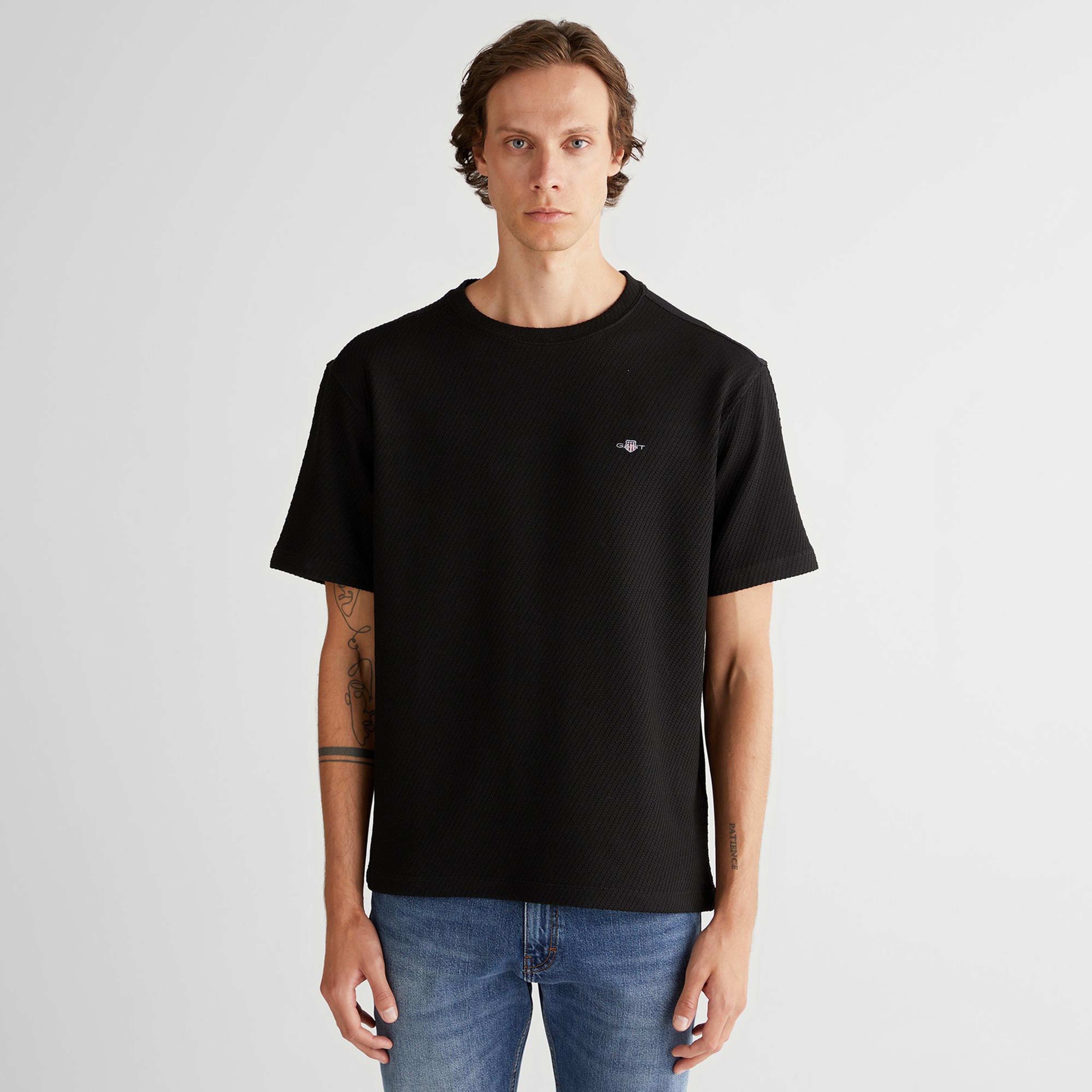 GANT Erkek Siyah Relaxed Fit T-Shirt