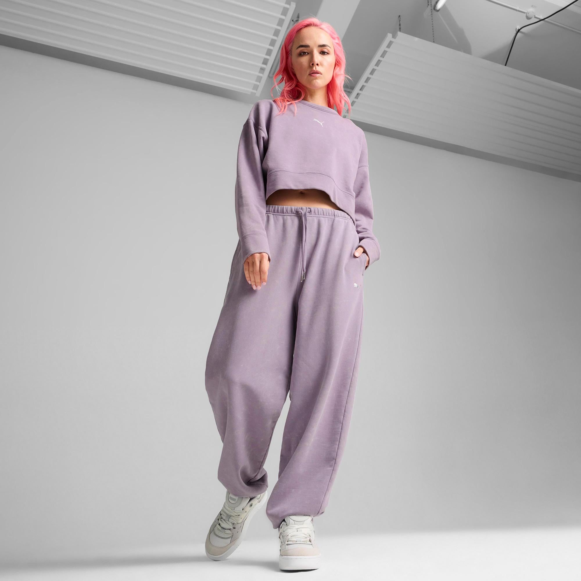 Puma Dare To Relaxed Washed Crew Kadın Mor Günlük Sweatshirt