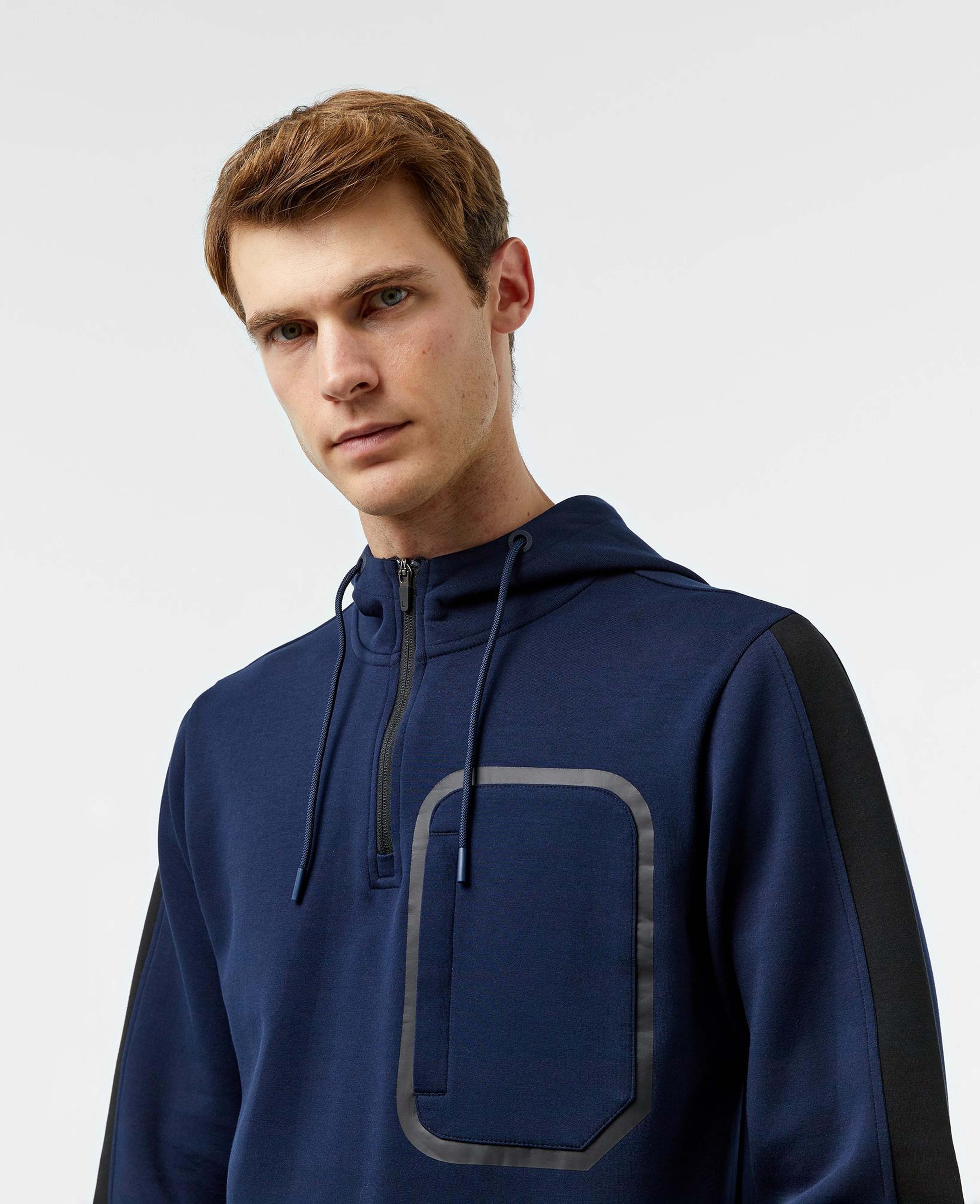 Erkek Relaxed Fit Kapüşonlu Lacivert Sweatshirt