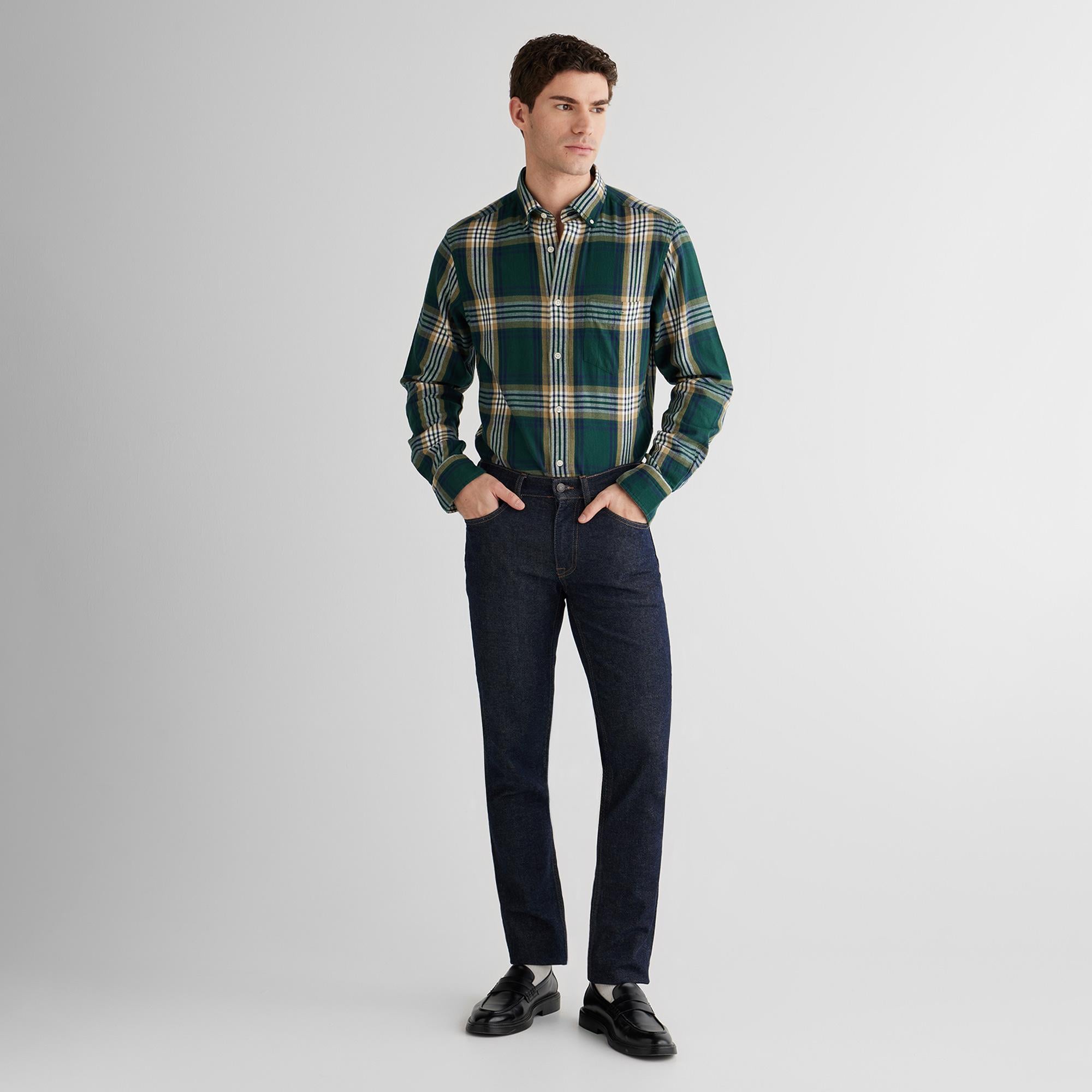 GANT Erkek Yeşil Regular Fit Düğmeli Gömlek