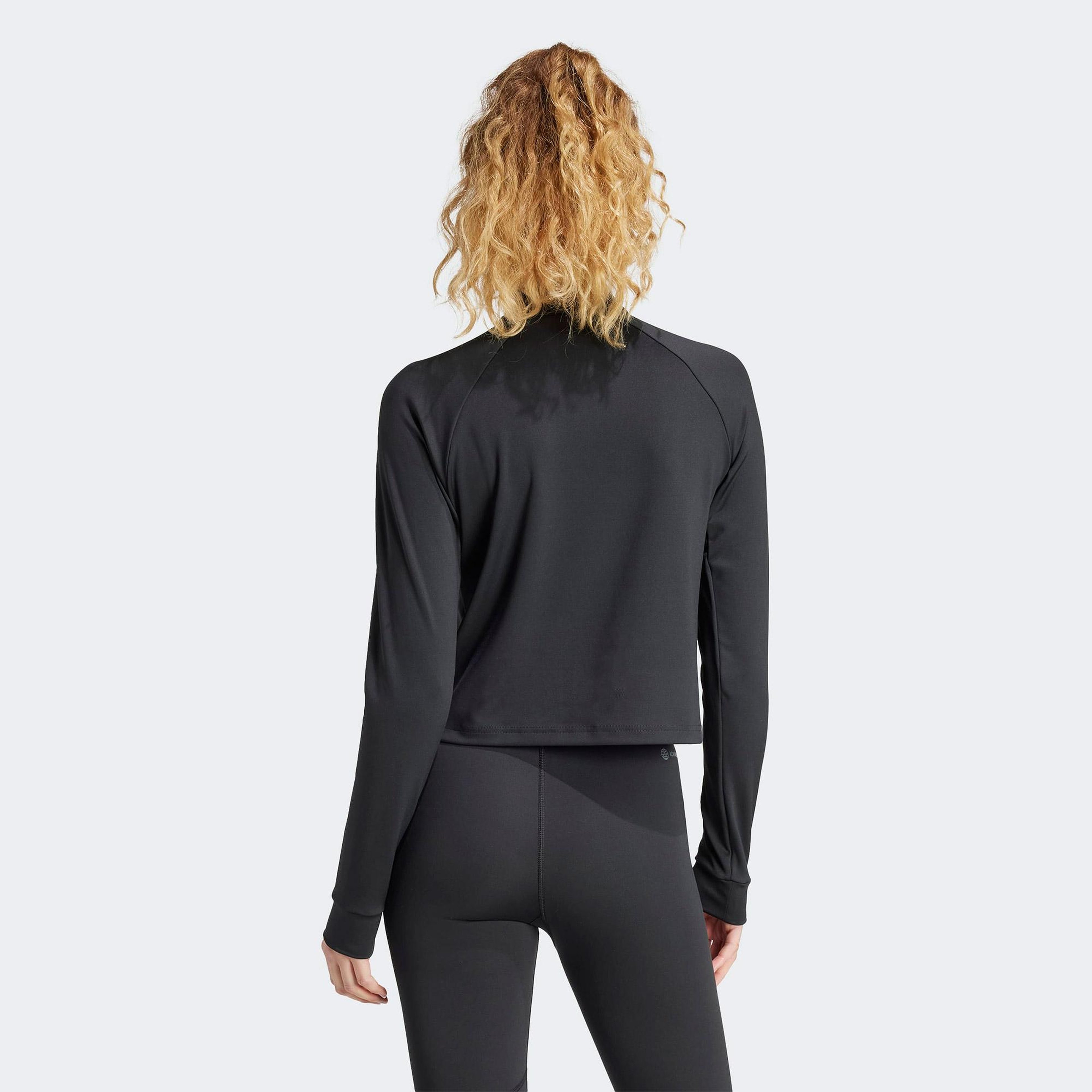adidas Train Essentials Minimal Branding 1-4 Zip Kadın Siyah Antrenman Eşofman Üstü