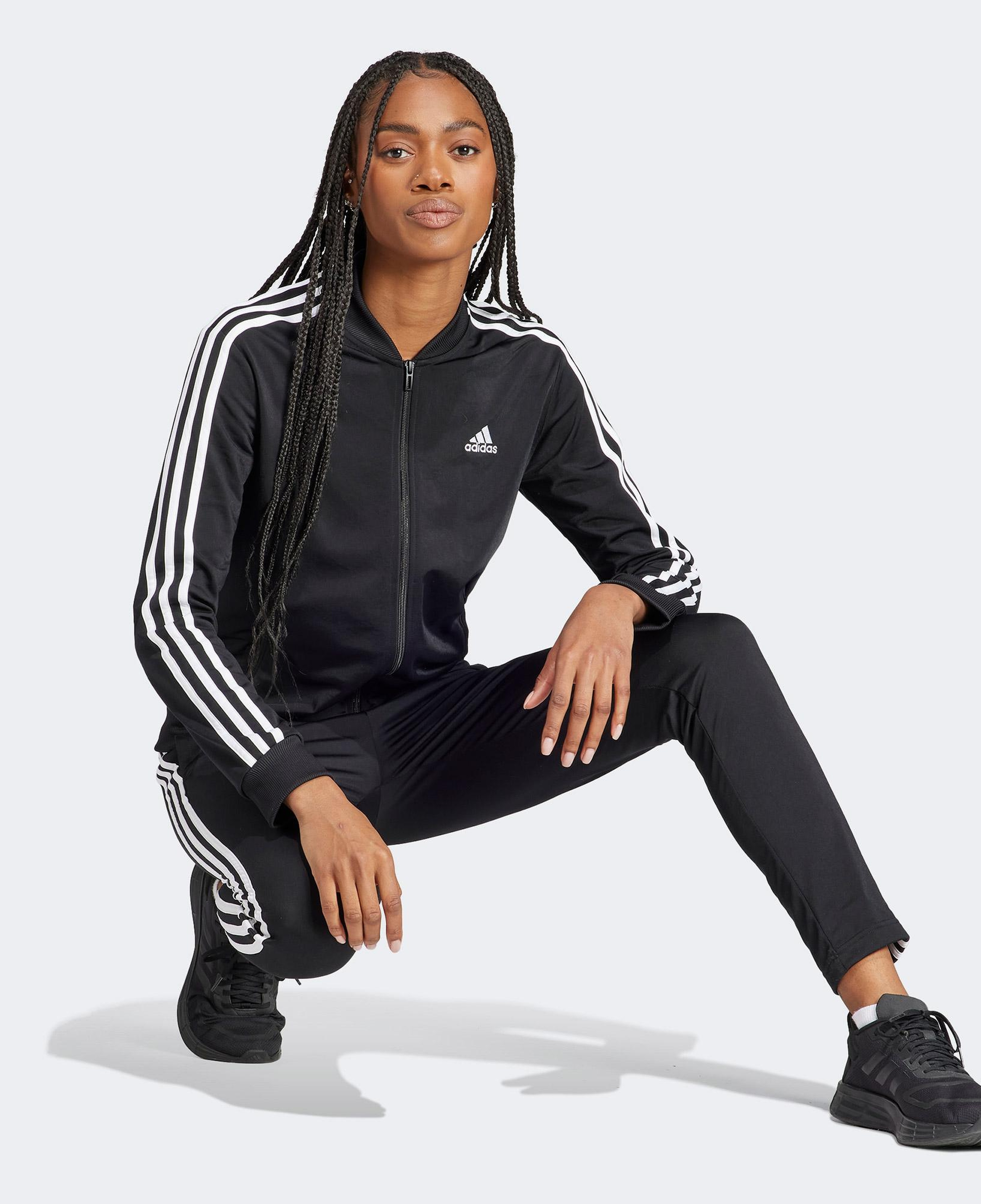 adidas Essential 3 Striped Kadın Siyah Günlük Eşofman Üstü