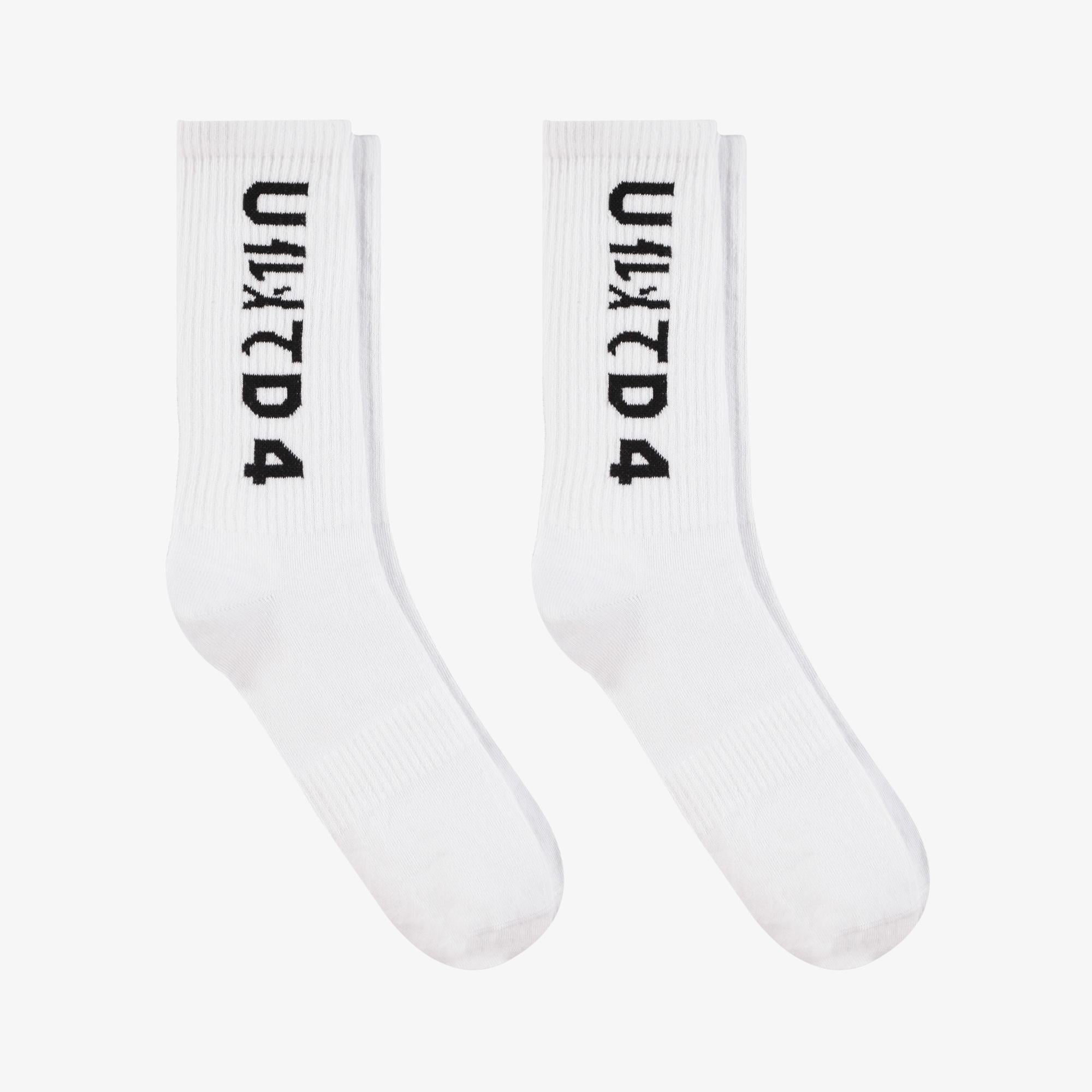 UNITED4 Unisex Beyaz 2'li Çorap