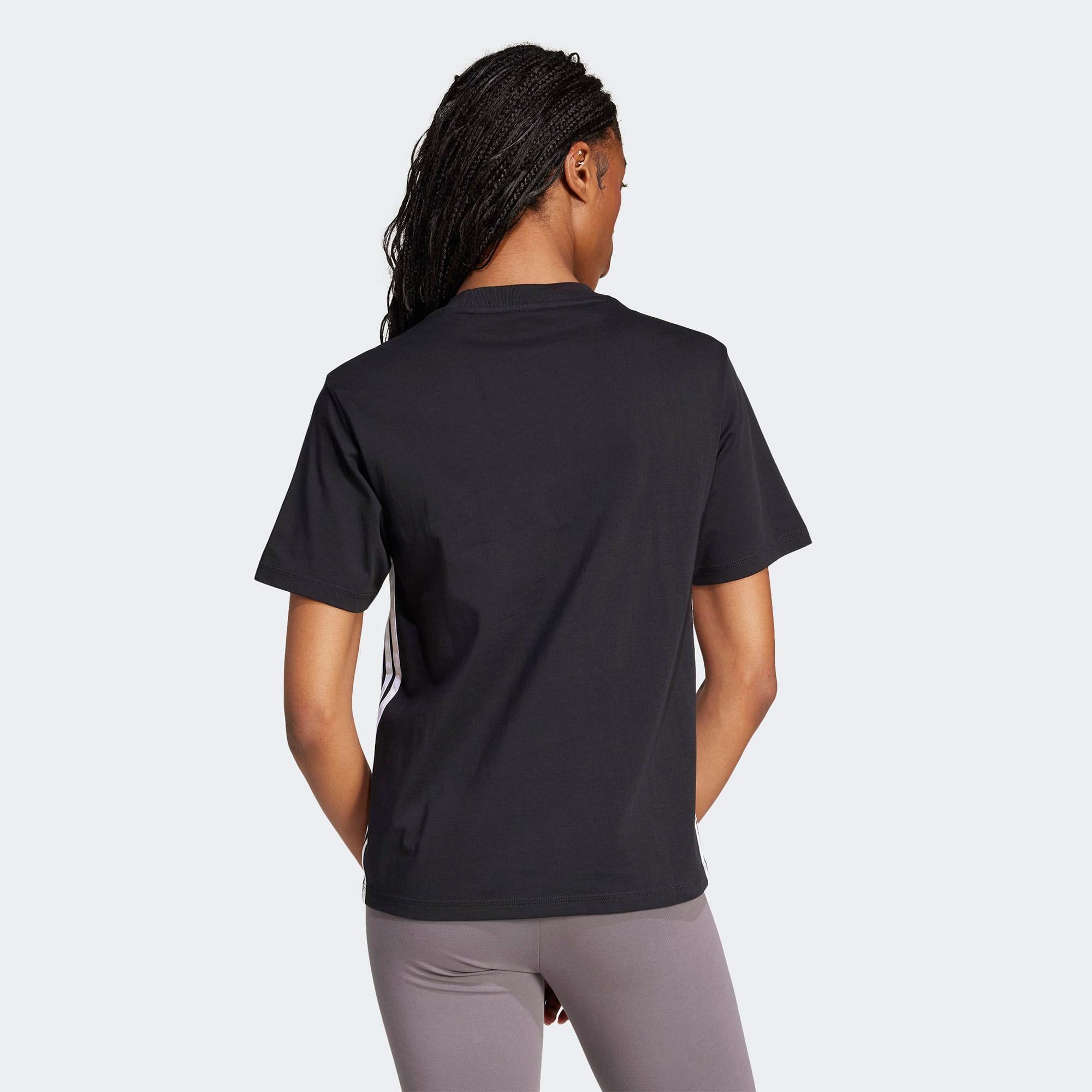 adidas Essentials 3 Stripes Cotton Kadın Siyah T-Shirt
