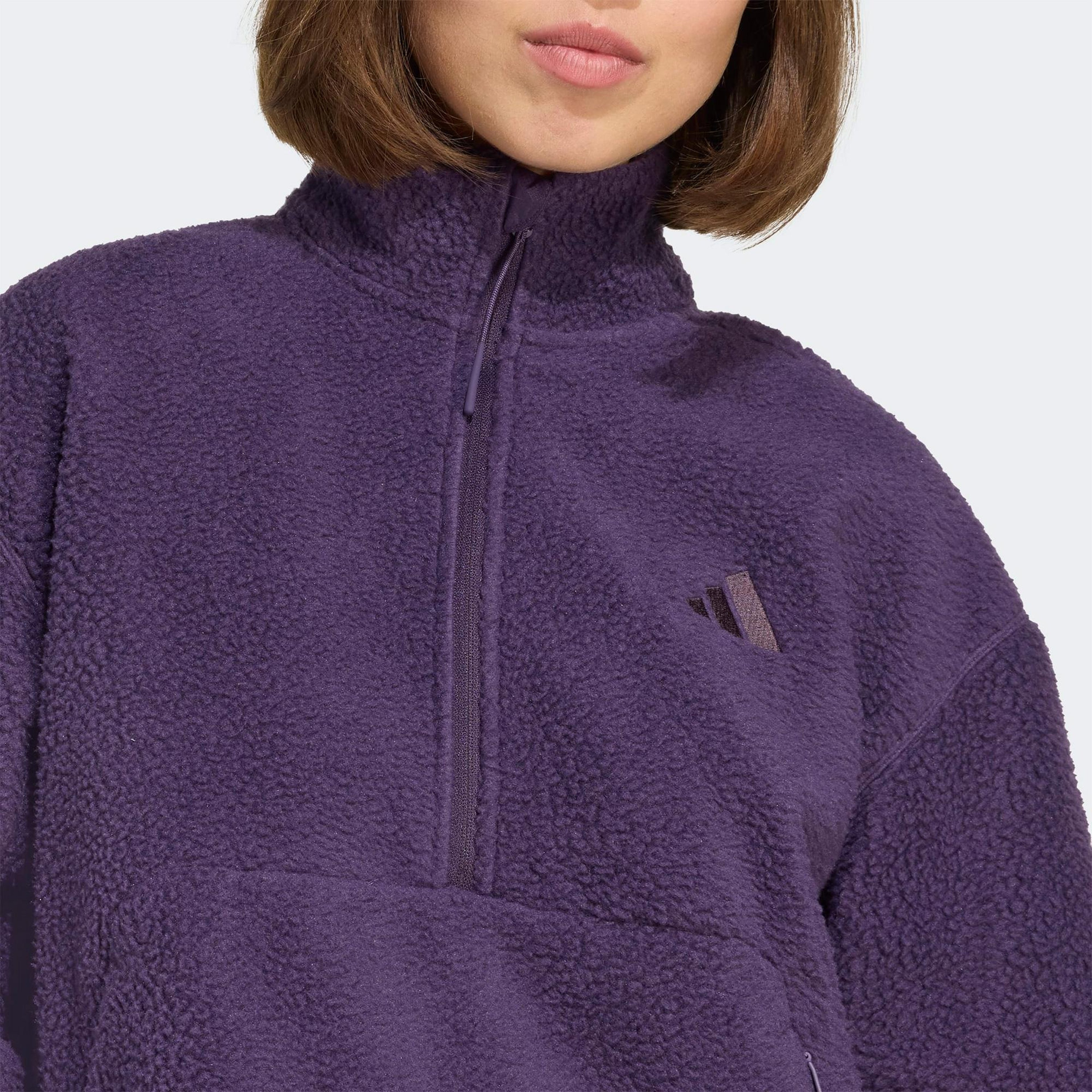 adidas City Tech High Pile Fleece Half Zip Kadın Mor Polar