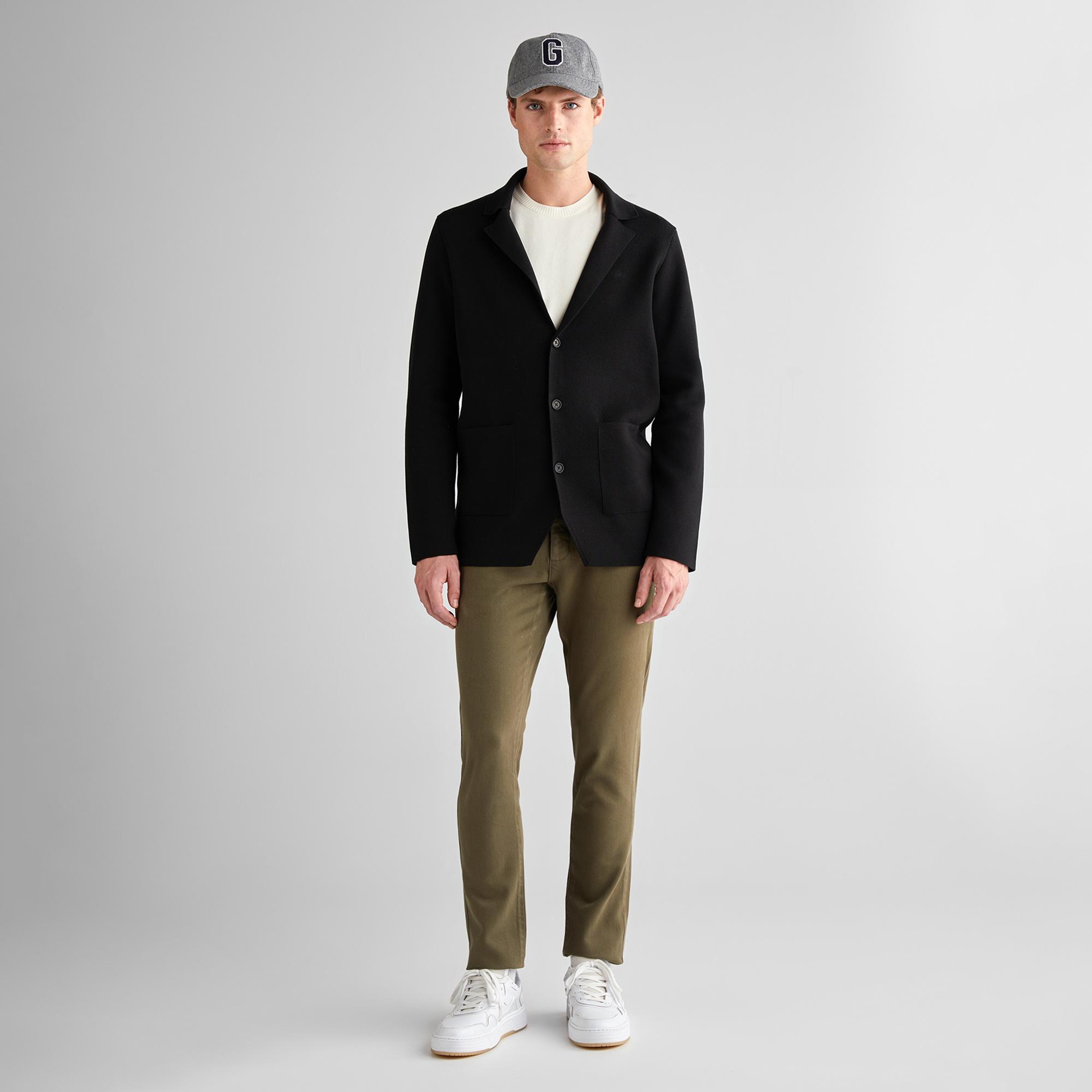 GANT Erkek Siyah Relaxed Fit Kruvaze Ceket