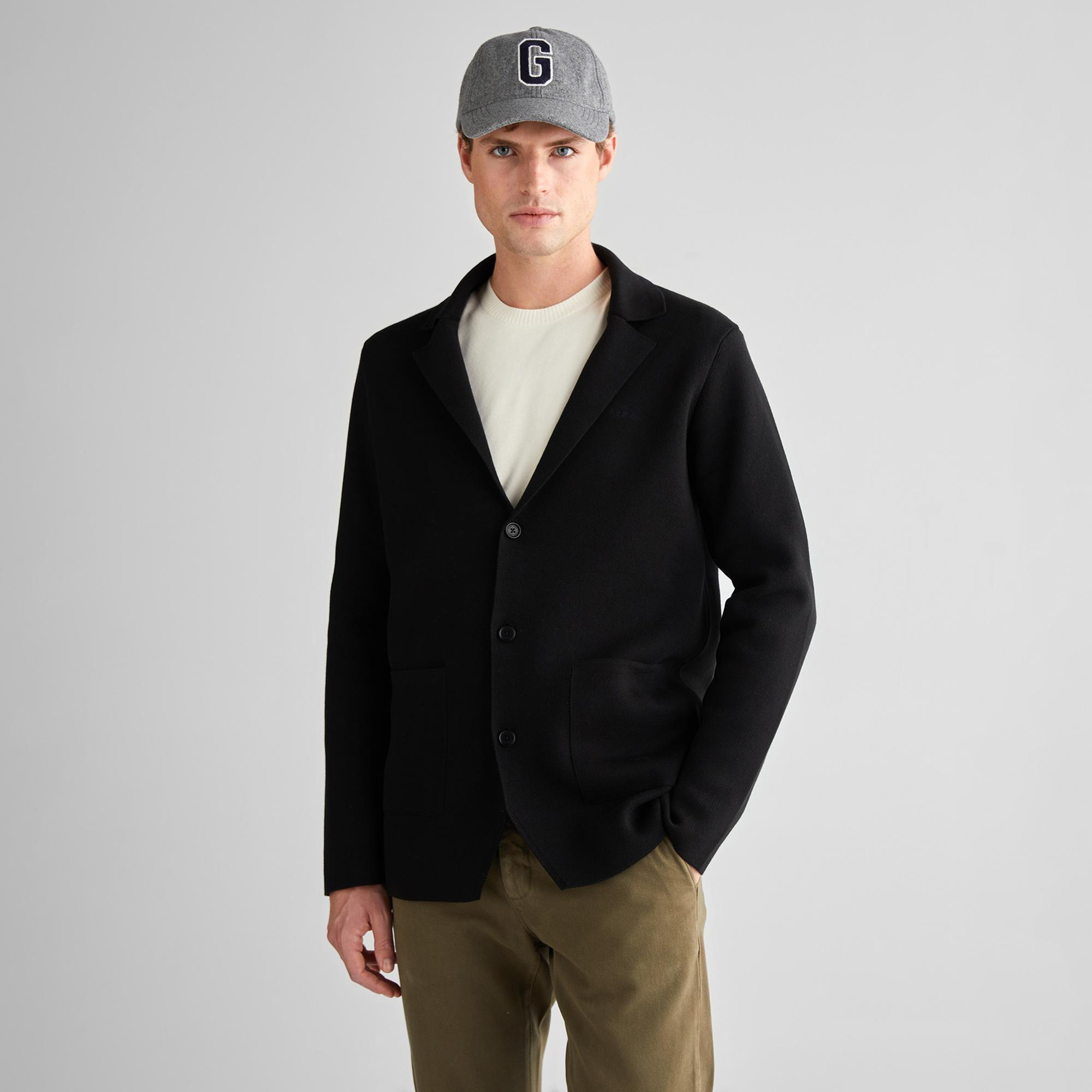 GANT Erkek Siyah Relaxed Fit Kruvaze Ceket