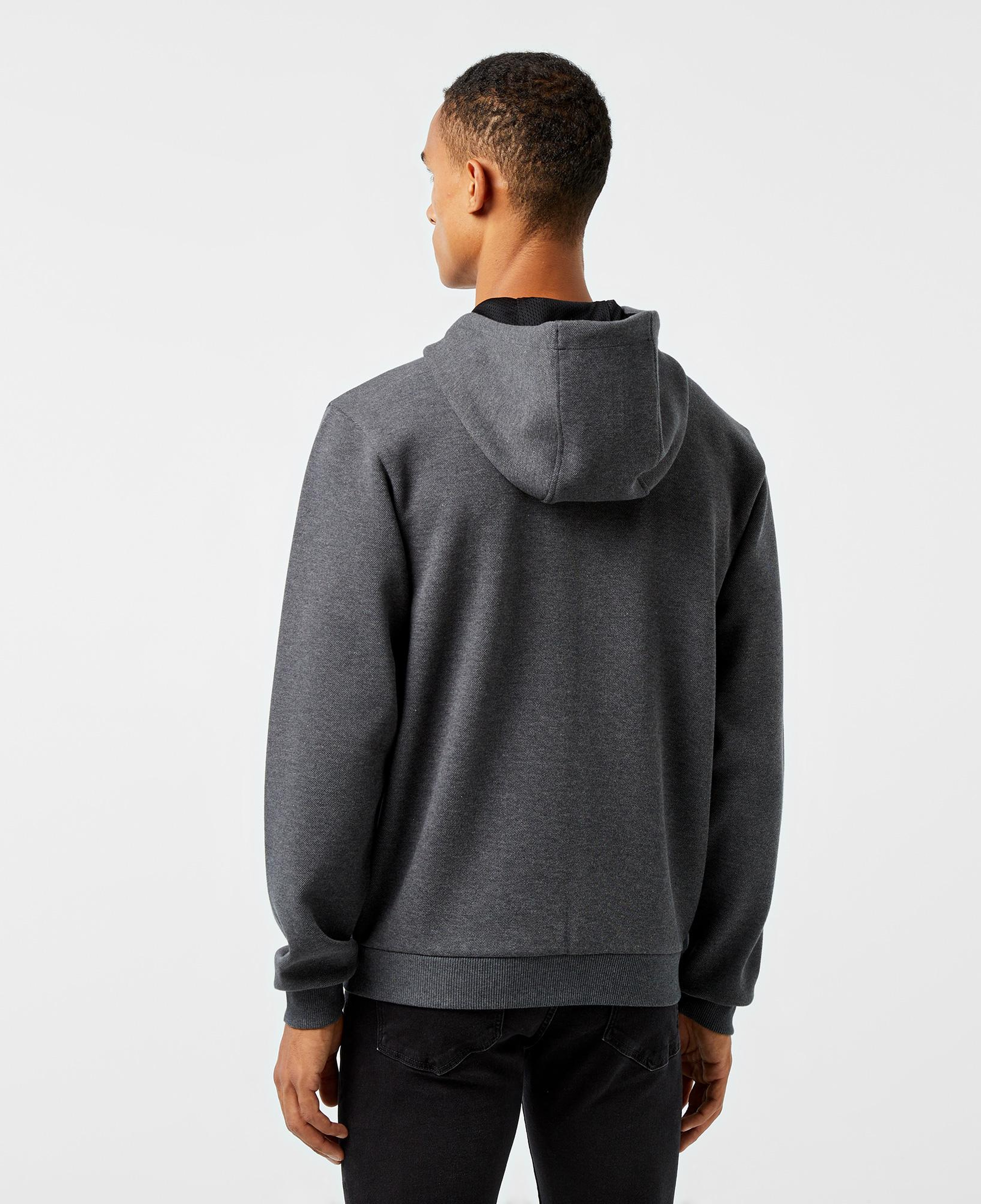 Erkek Relaxed Fit Kapüşonlu Baskılı Gri Sweatshirt