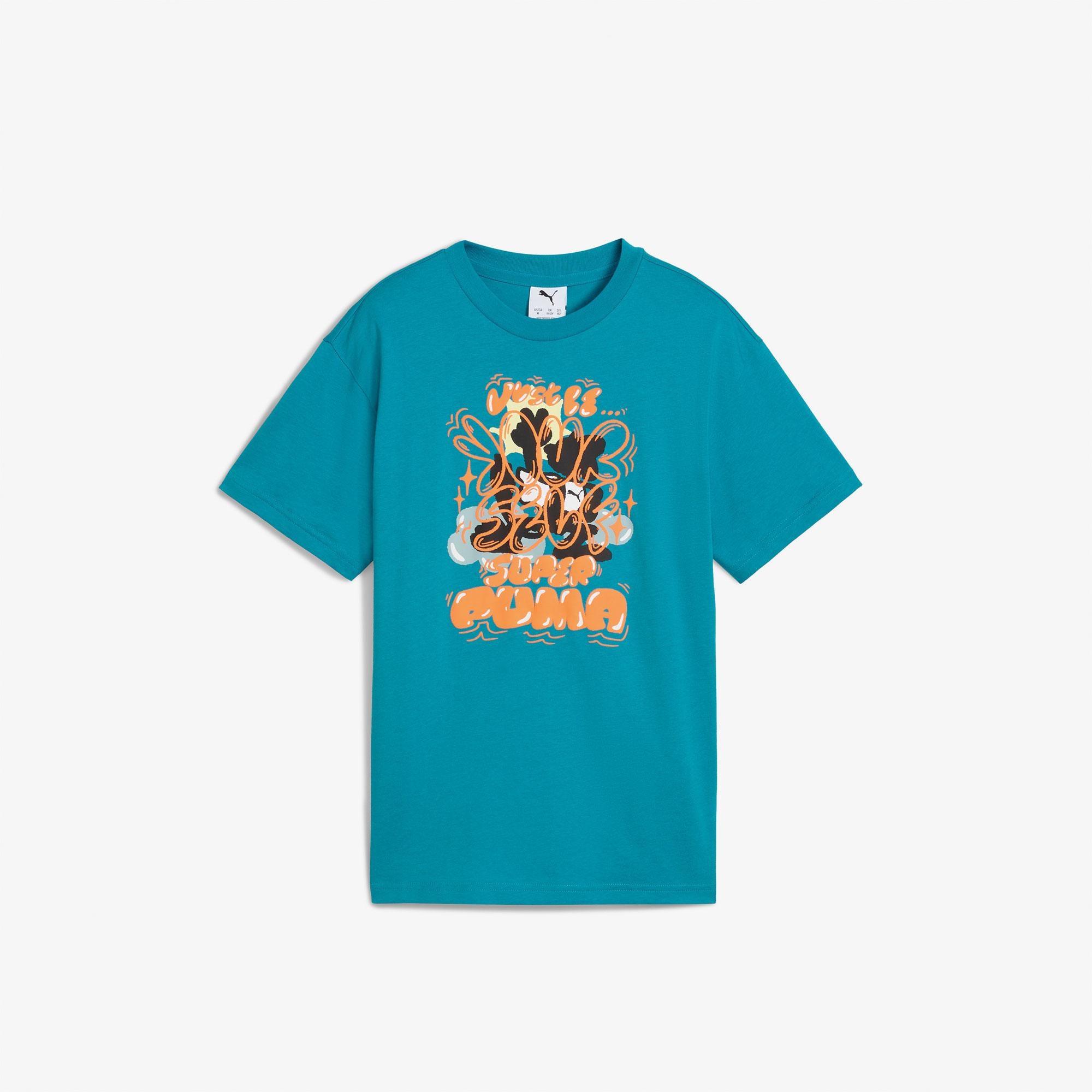 Puma Graphic Super Çocuk Mavi T-Shirt