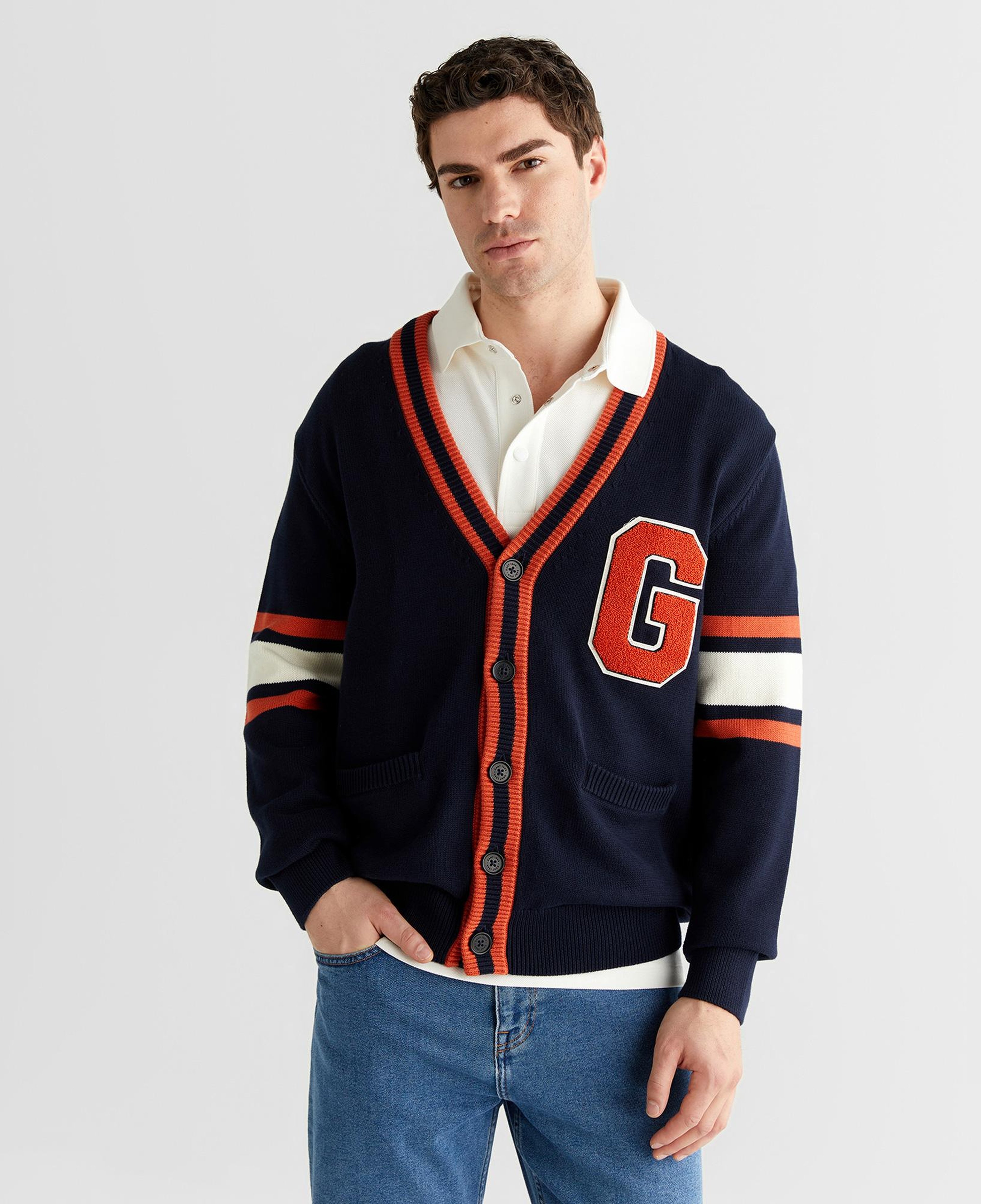GANT Erkek Lacivert Regular Fit V Yaka Hırka