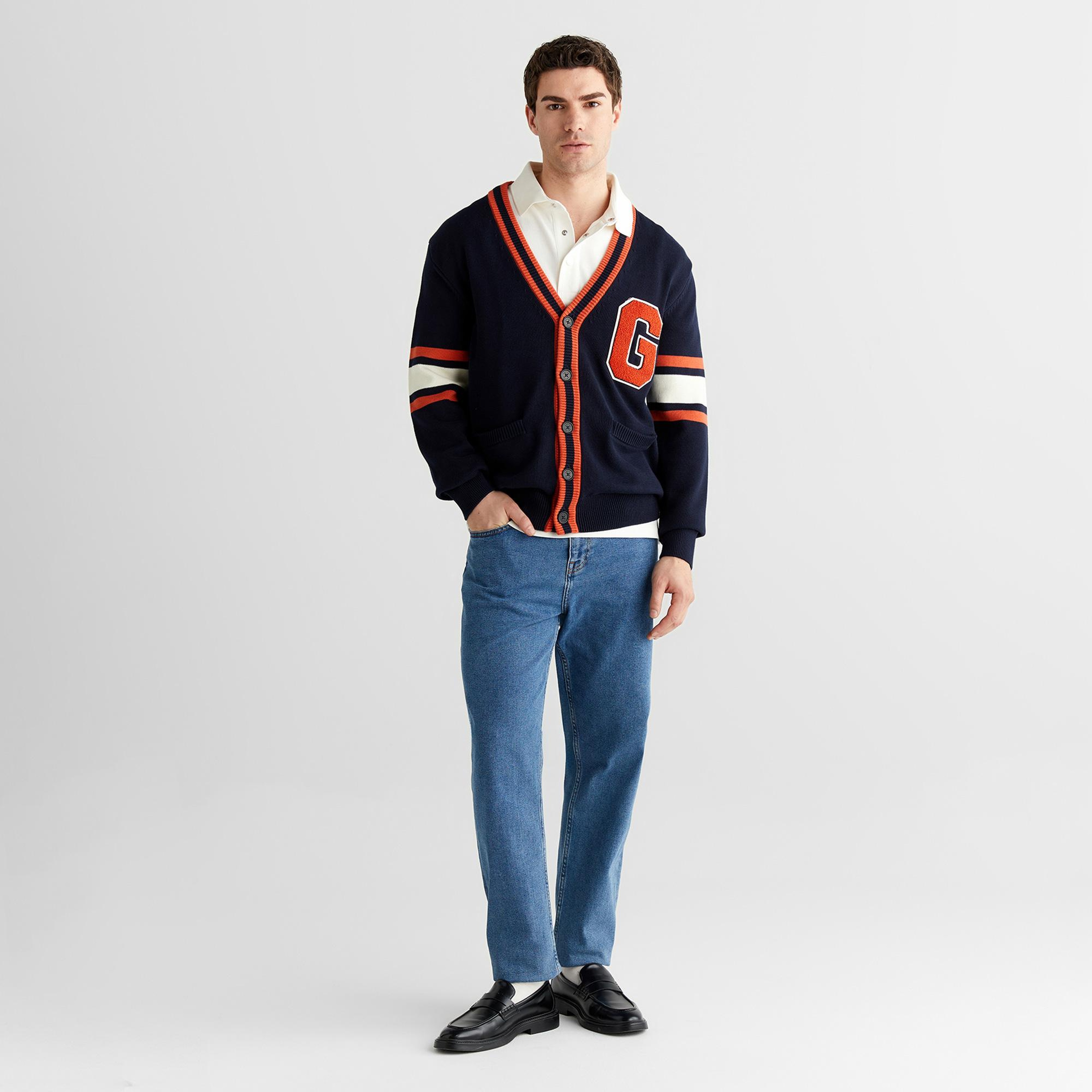 GANT Erkek Lacivert Regular Fit V Yaka Hırka