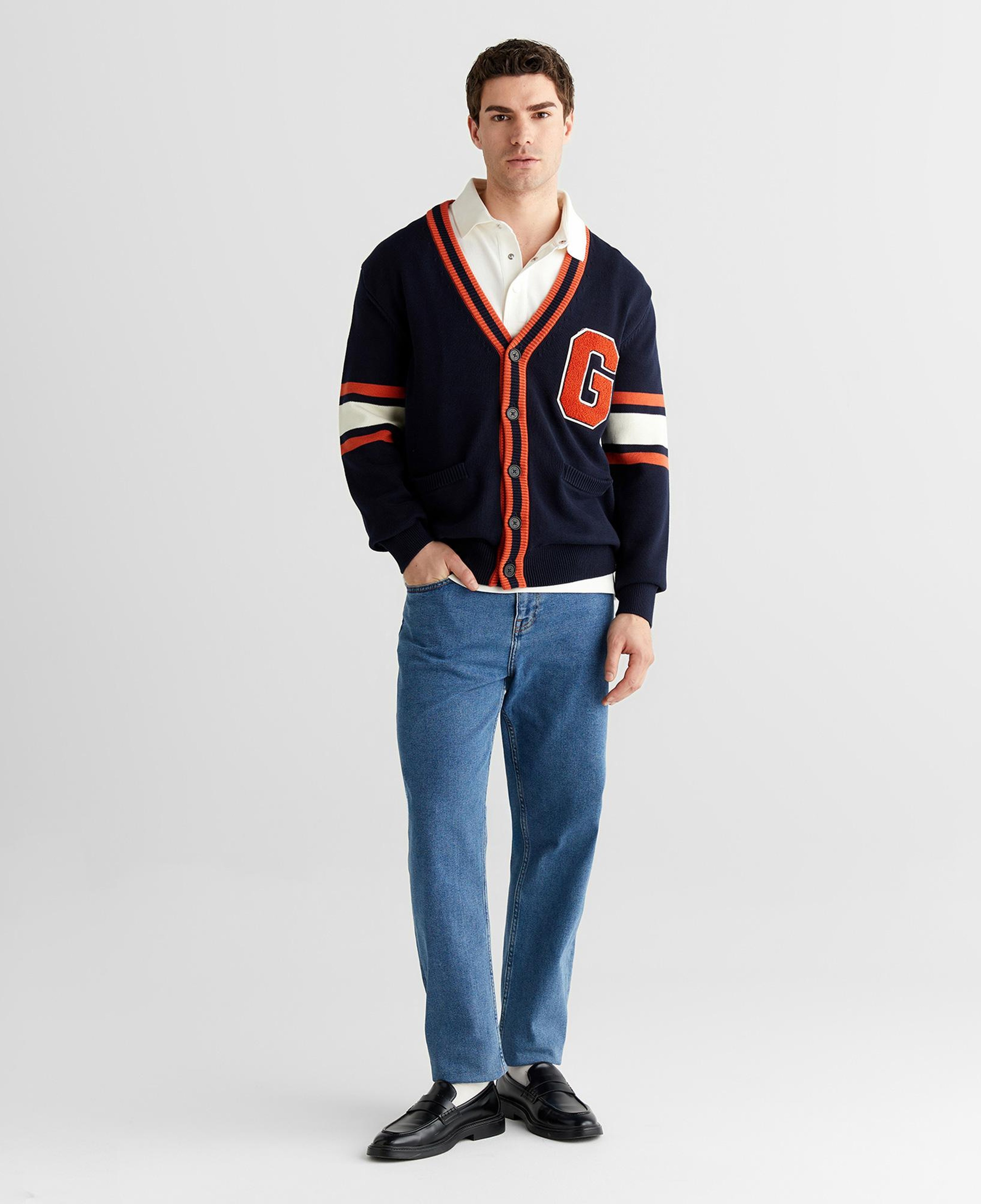 GANT Erkek Lacivert Regular Fit V Yaka Hırka
