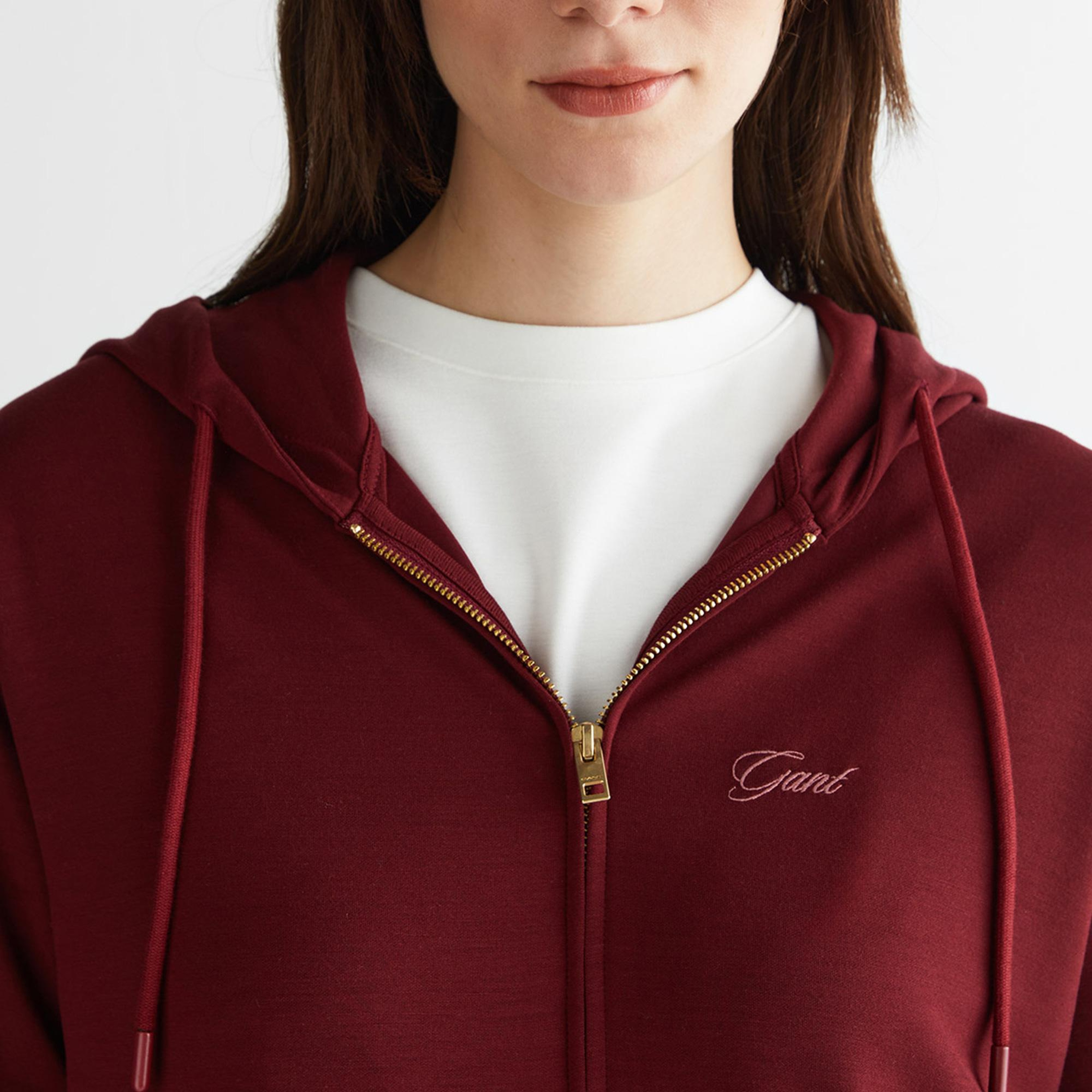 GANT Kadın Bordo Regular Fit Fermuarlı Sweatshirt