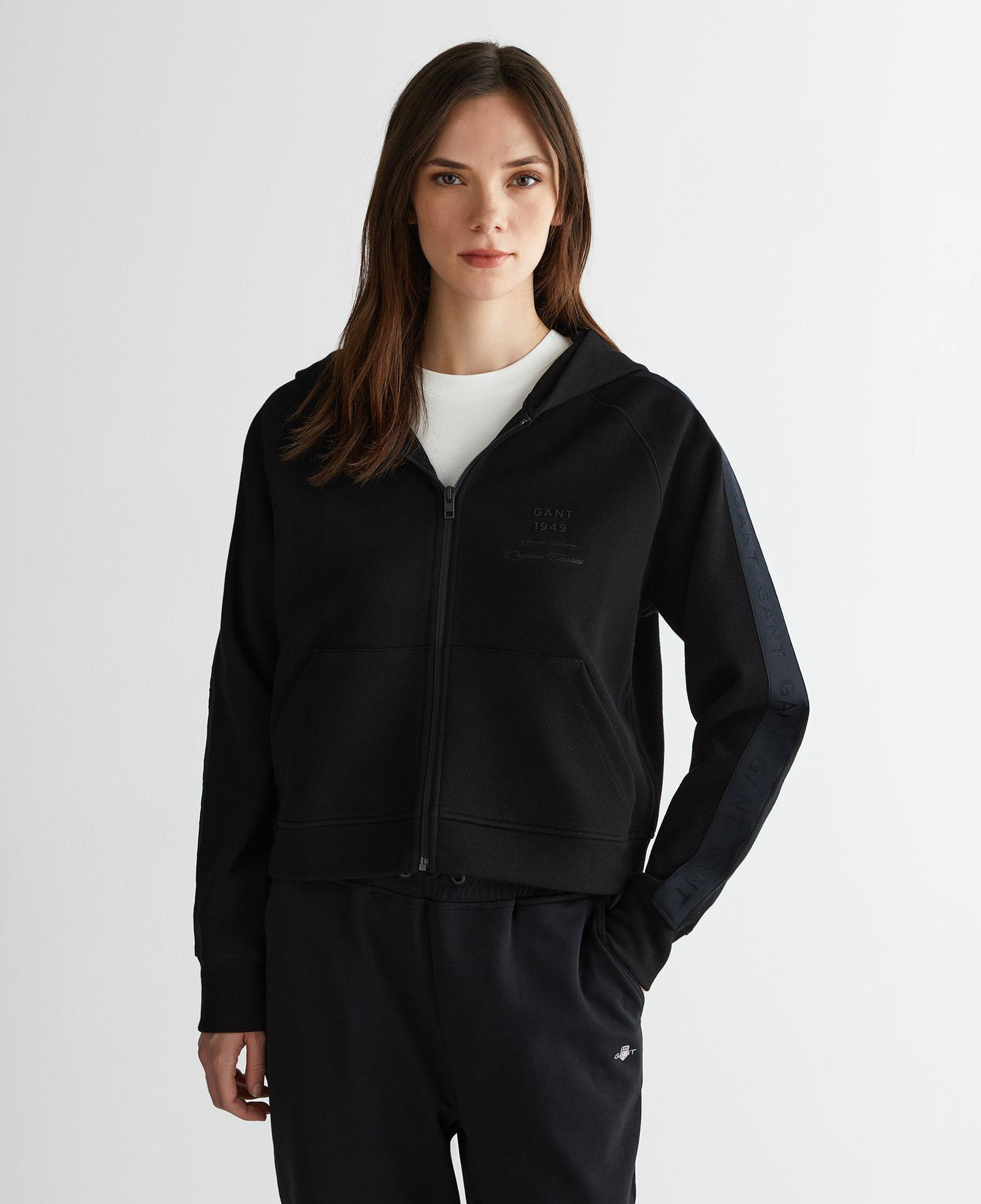 GANT Kadın Siyah Fermuarlı Kapüşonlu Sweatshirt