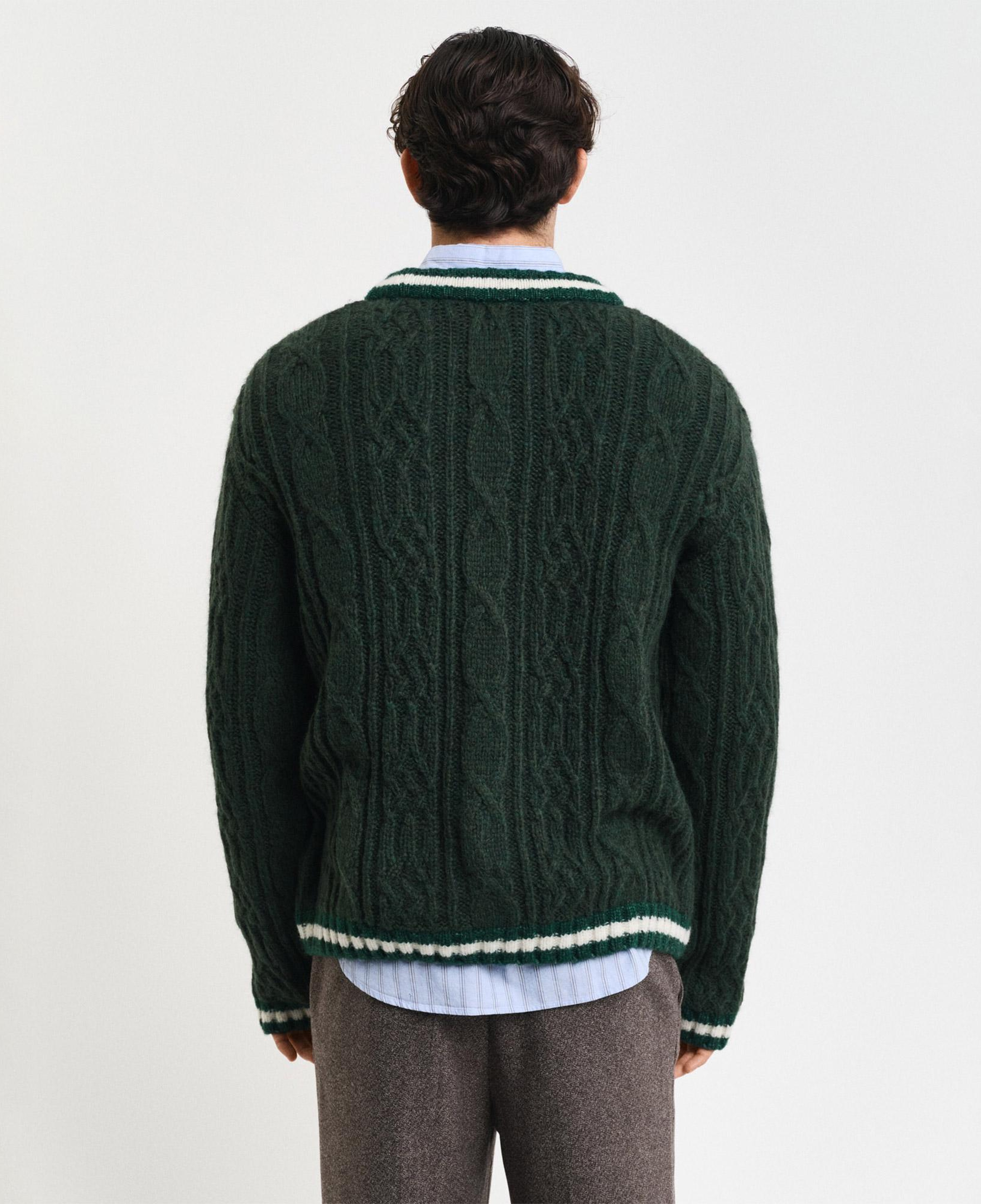 GANT Erkek Yeşil Regular Fit Düğmeli Yaka Logolu Yün Karışımlı Hırka