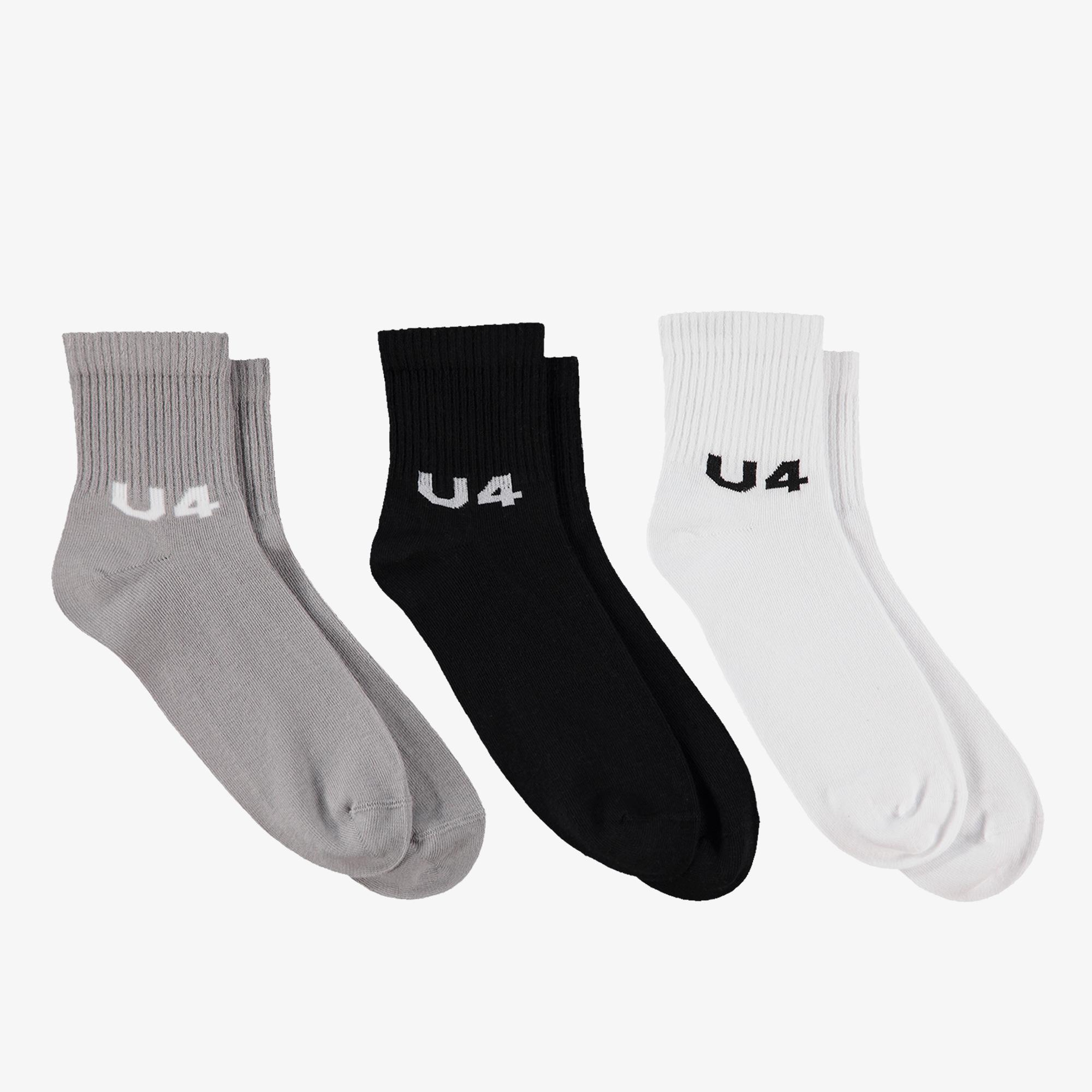 UNITED4 Street Essentials 3'lü Unisex Siyah Çorap