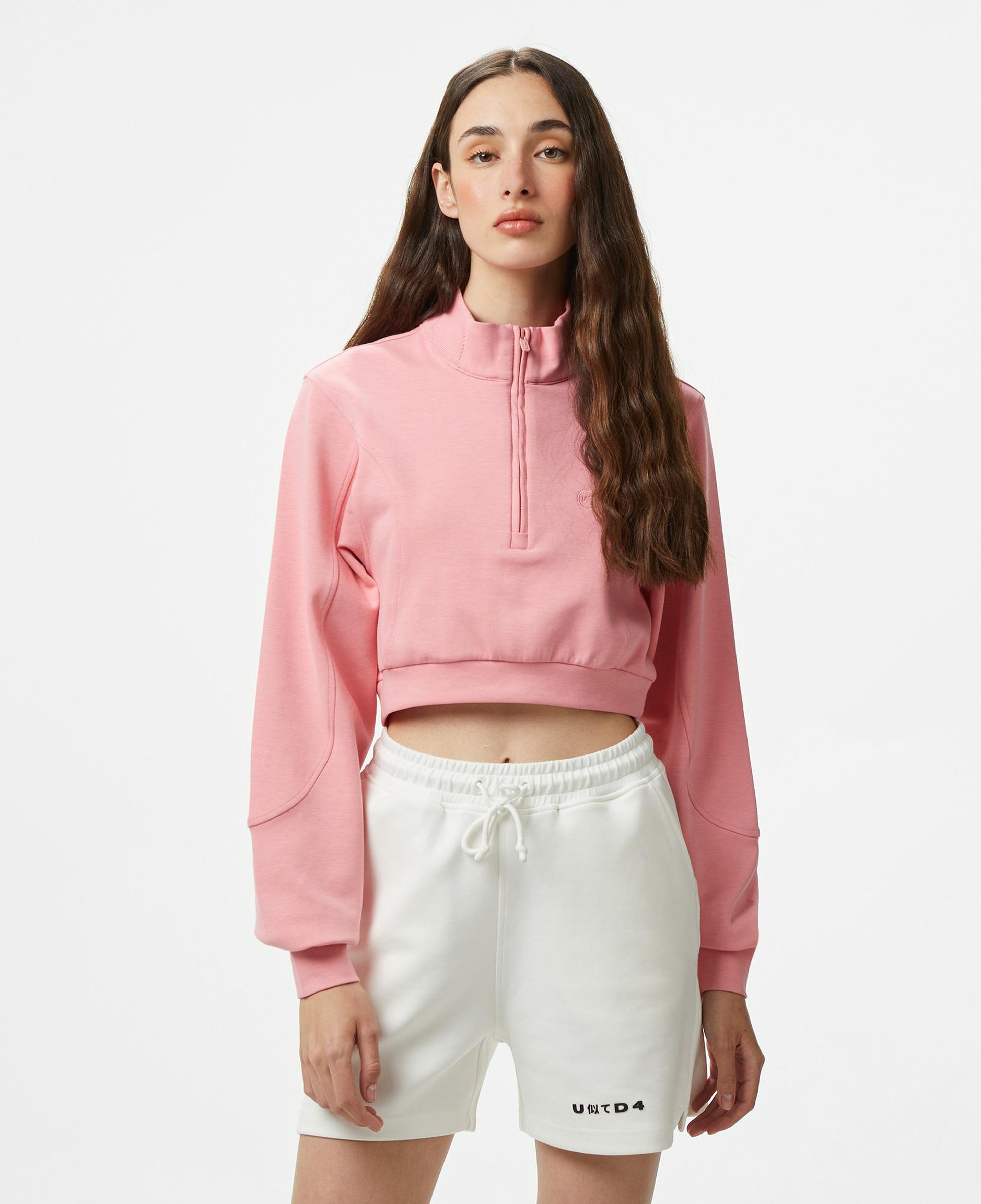 UNITED4 Örme Crop Kadın Pembe Sweatshirt