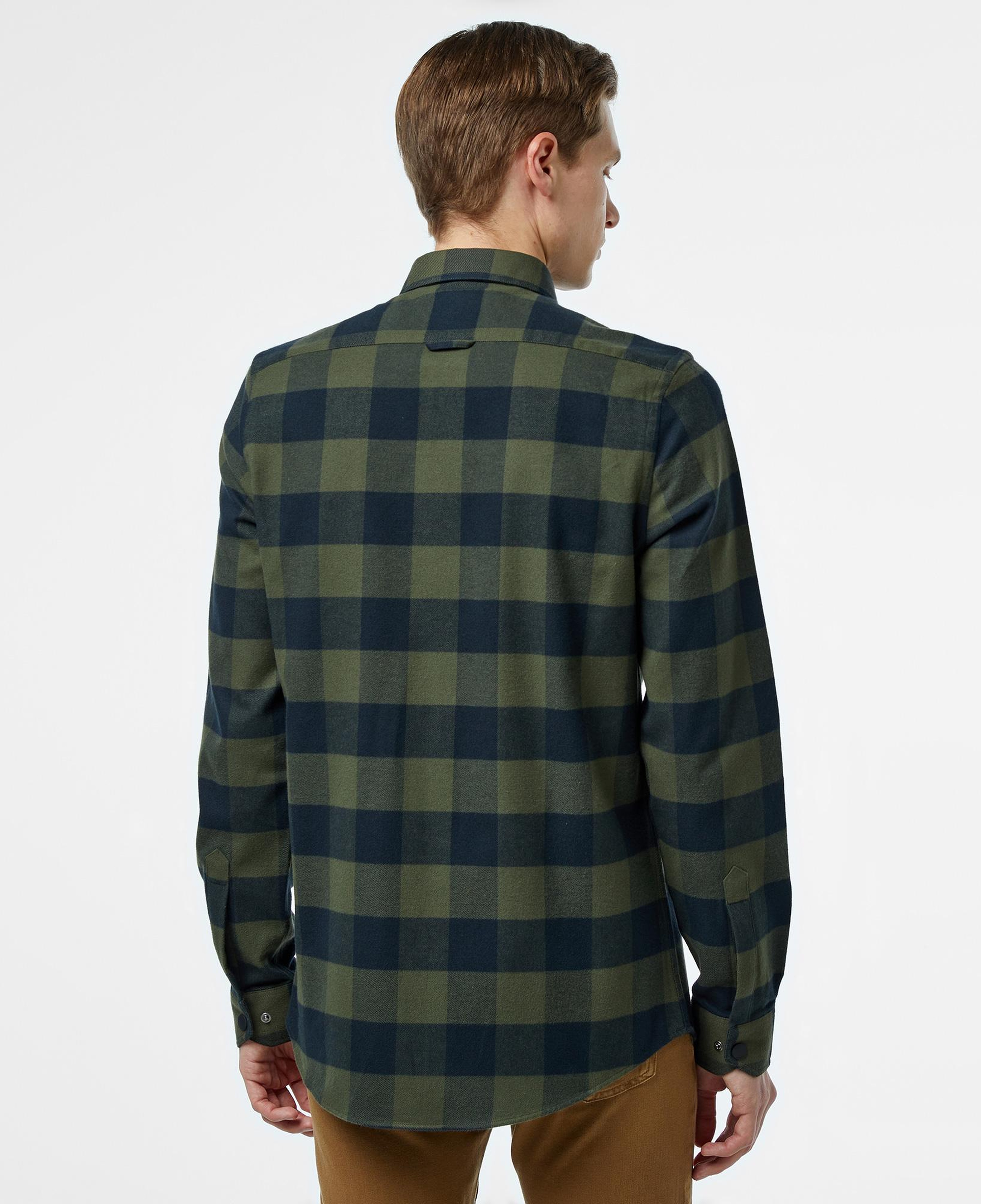 Erkek Slim Fit Ekose Yeşil Gömlek