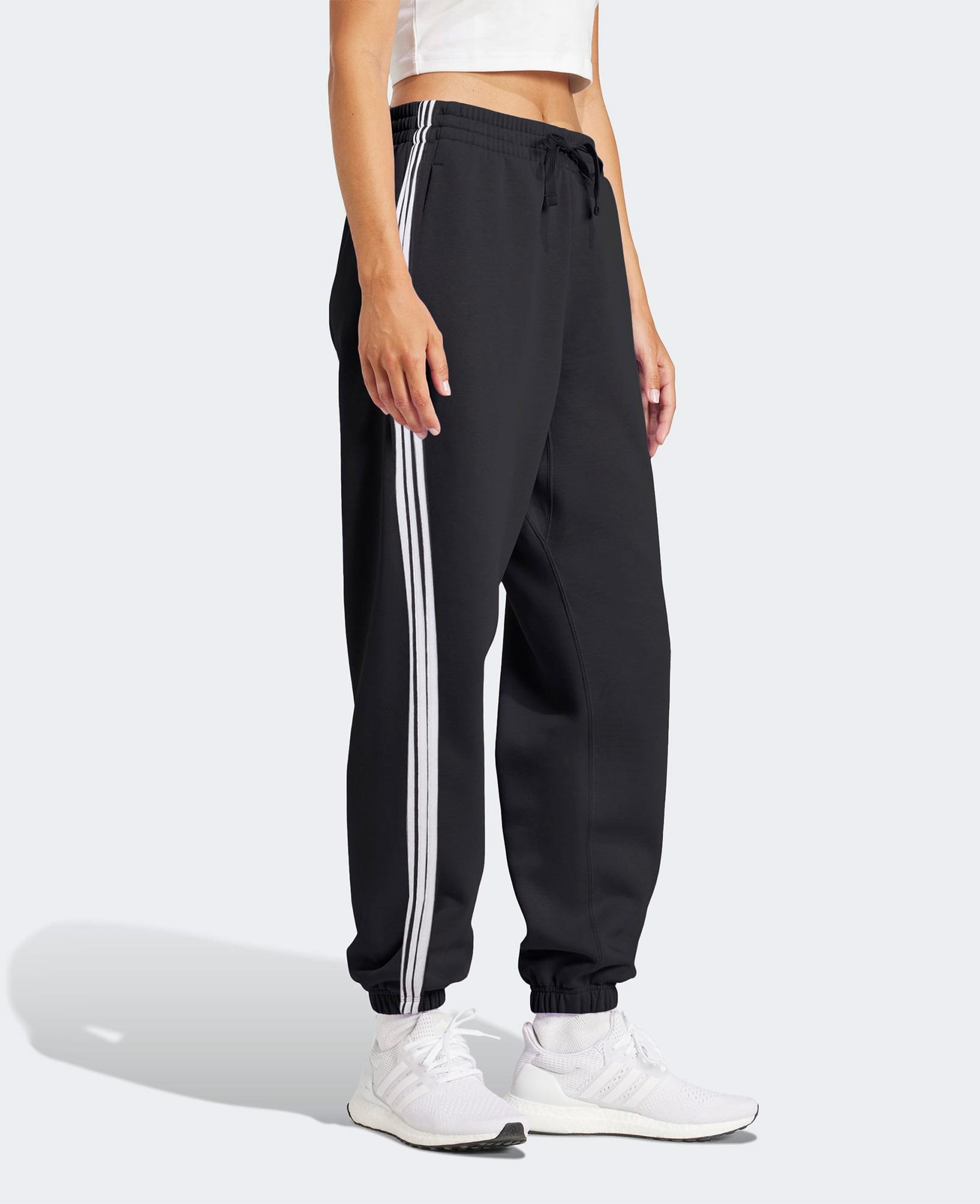 adidas Essentials 3 Stripes French Terry Cuffed Kadın Siyah Eşofman Altı