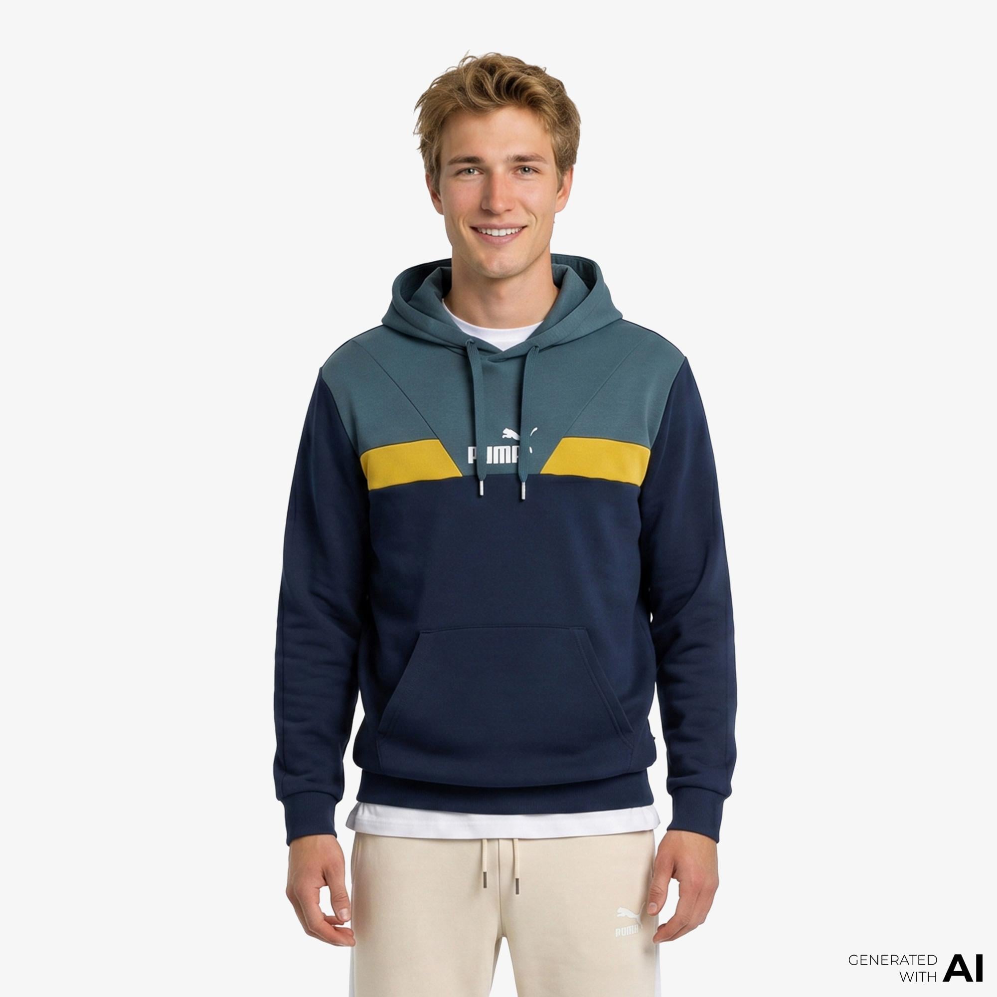 Puma Power Colorblock Erkek Mavi Günlük Sweatshirt