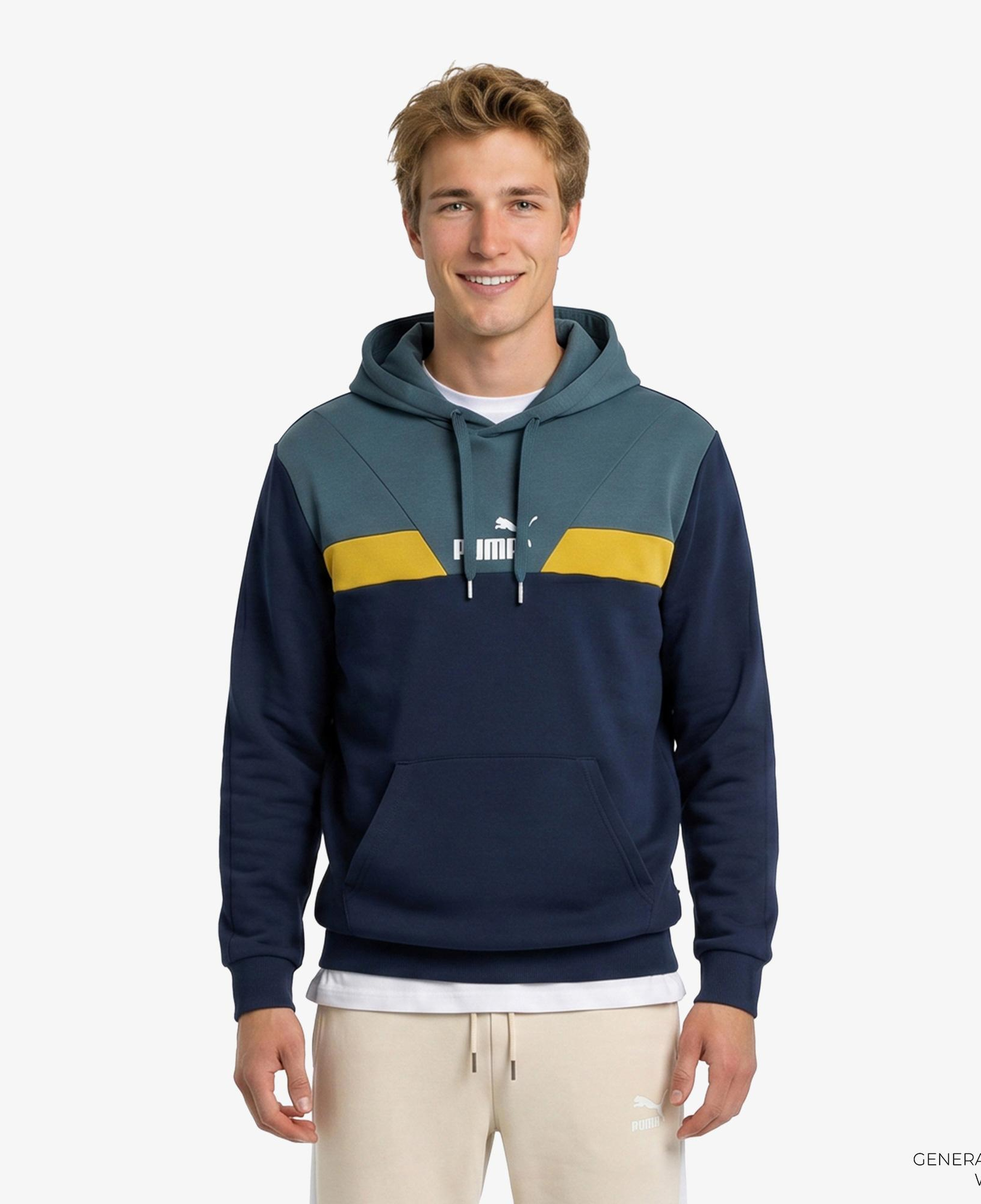Puma Power Colorblock Erkek Mavi Günlük Sweatshirt