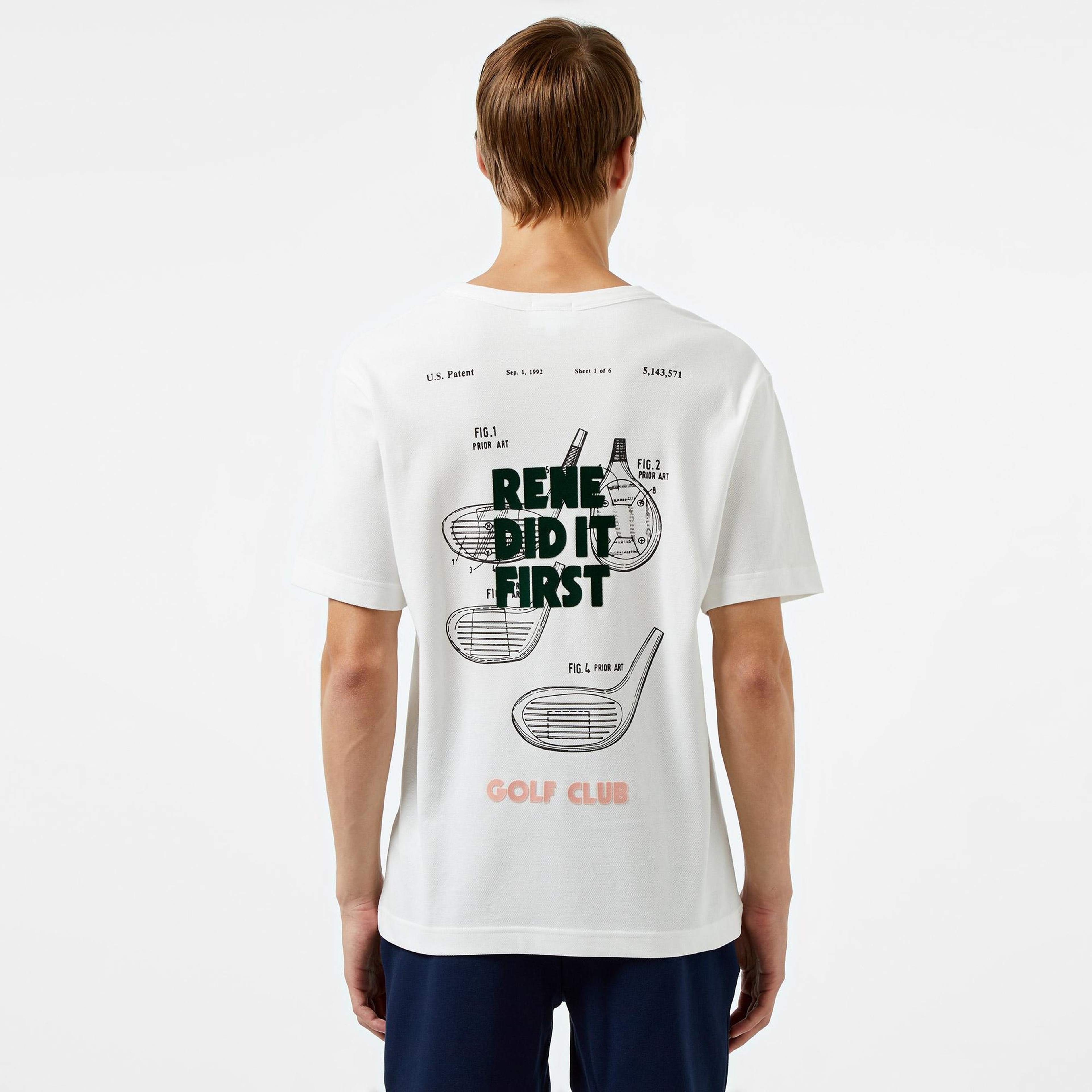 Unisex Classic Fit Bisiklet Yaka Baskılı Beyaz T-Shirt