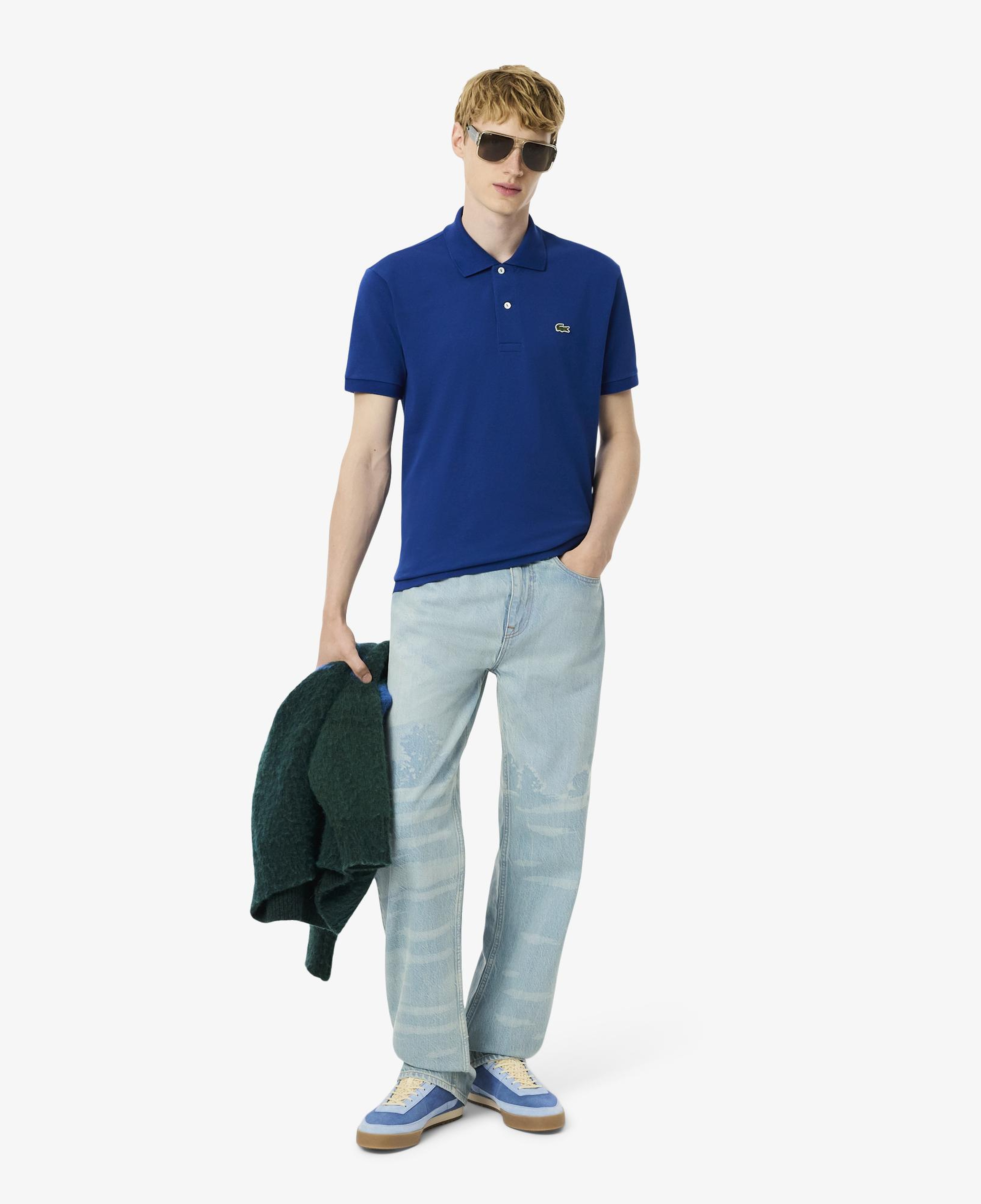 Erkek Straight Fit Baskılı Mavi Jean Pantolon