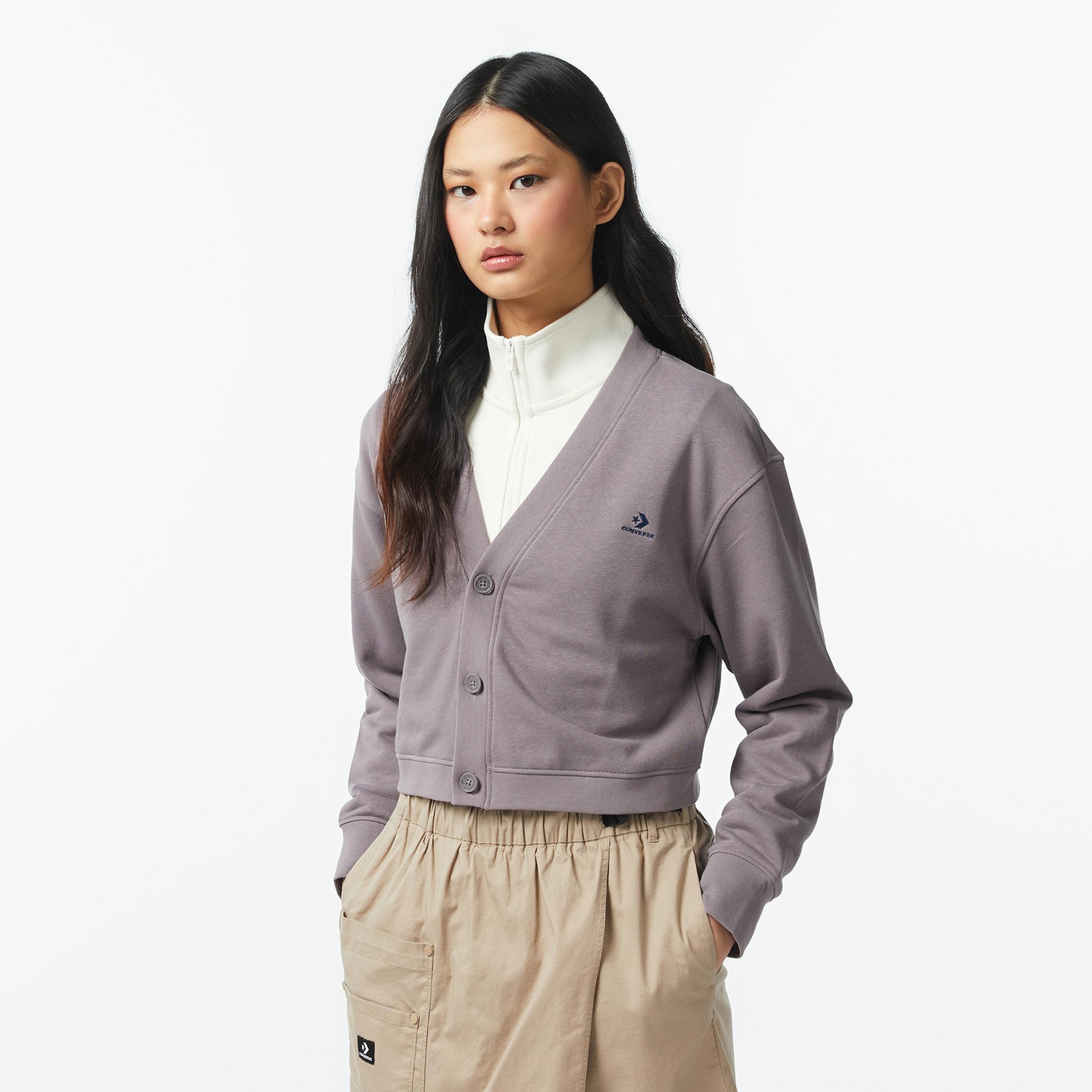 Converse Classic Terry Cardigan Dahlia Dust Kadın Gri Hırka