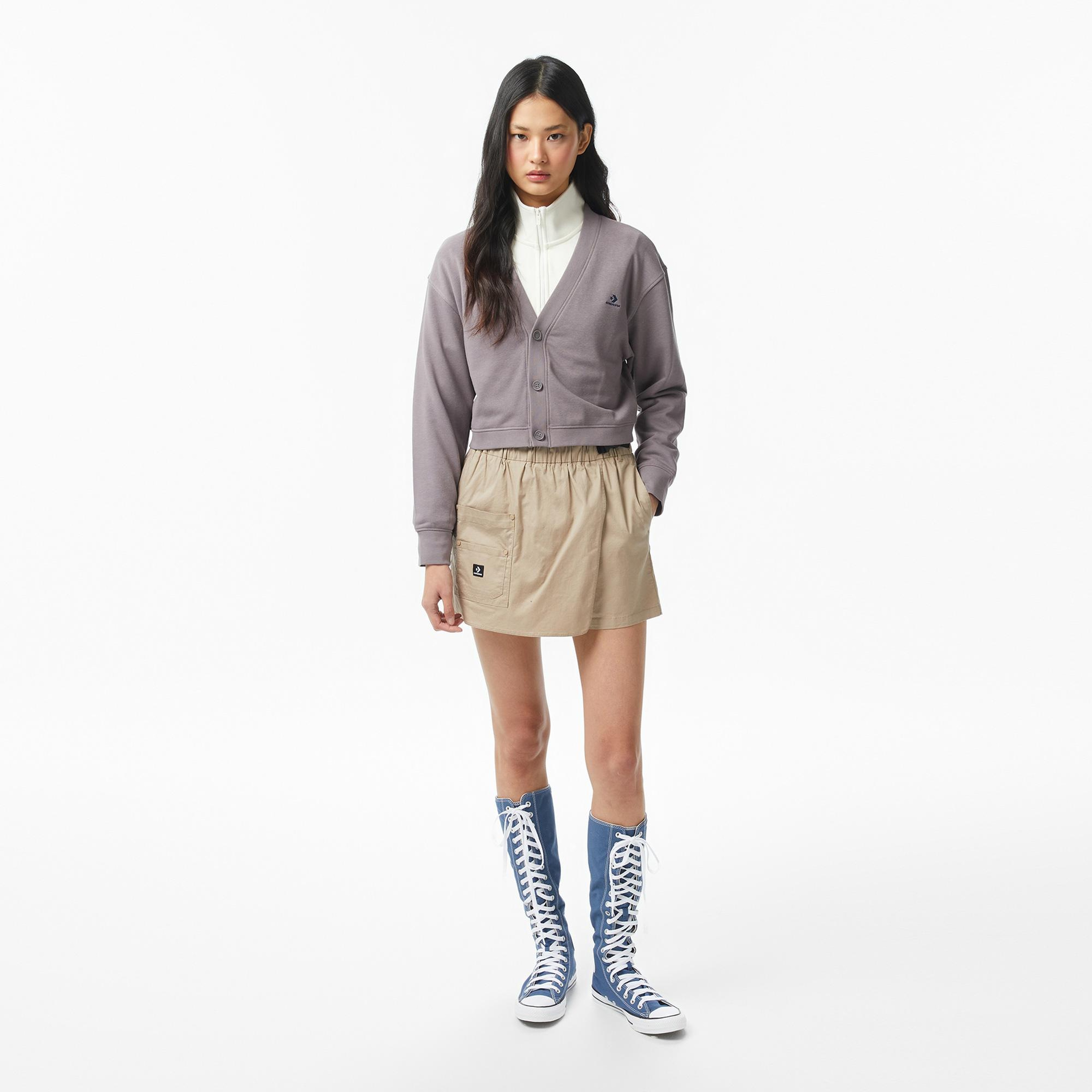 Converse Classic Terry Cardigan Dahlia Dust Kadın Gri Hırka