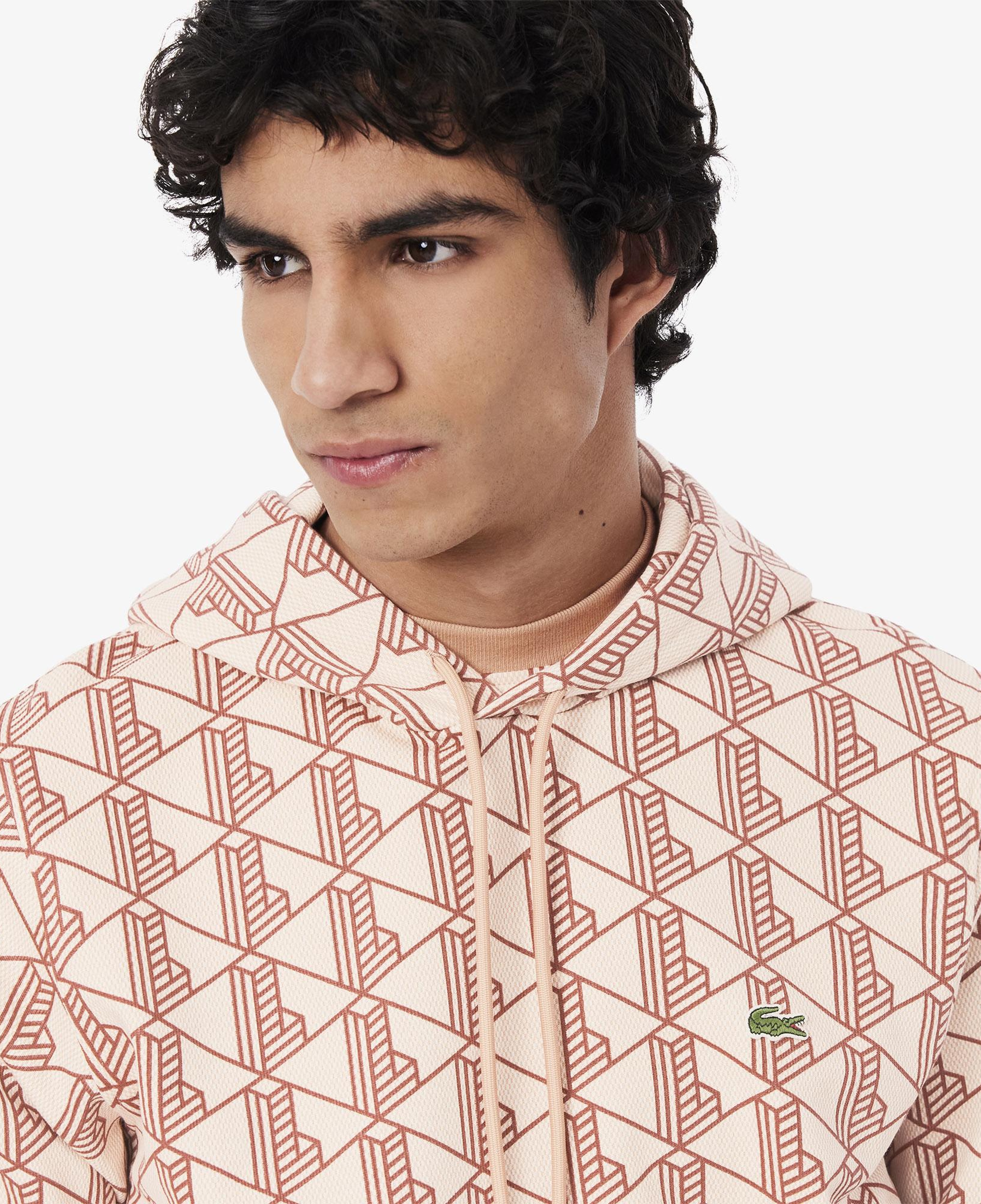 Lacoste Relaxed Fit Monogram Erkek Kahverengi Sweatshirt
