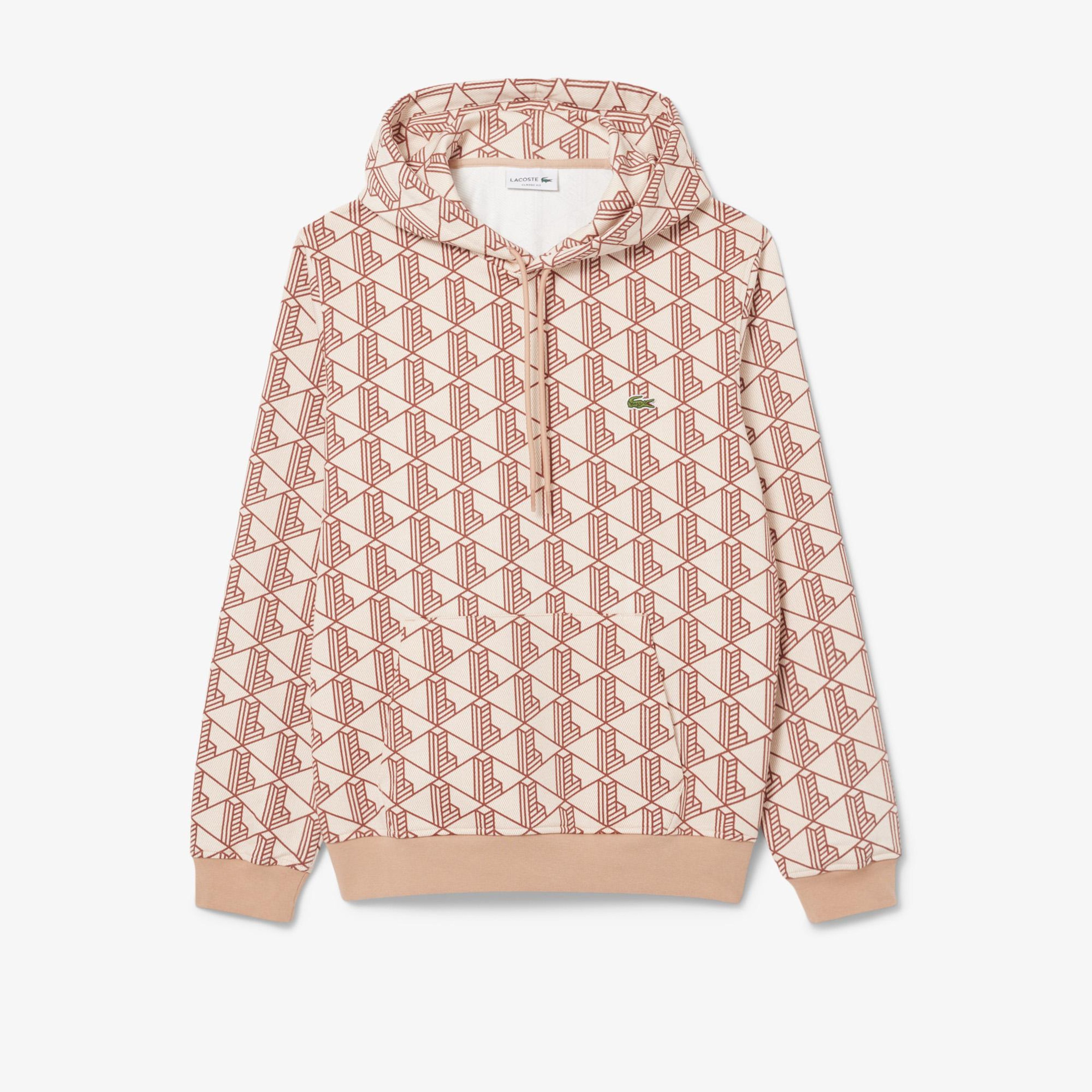 Lacoste Relaxed Fit Monogram Erkek Kahverengi Sweatshirt