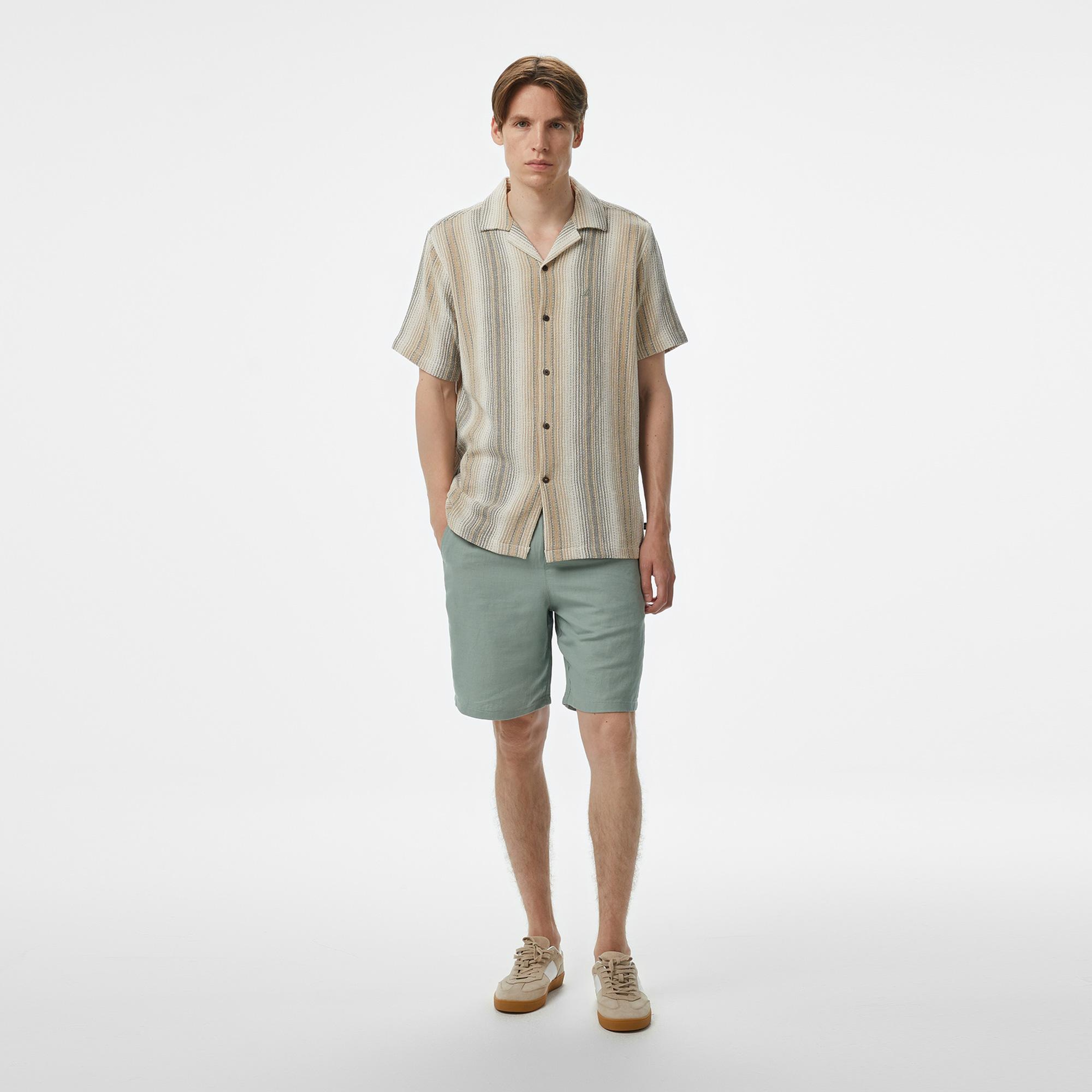 Nautica Erkek Keten Karışımlı Keten Karışımlı Yeşil Jogger Şort