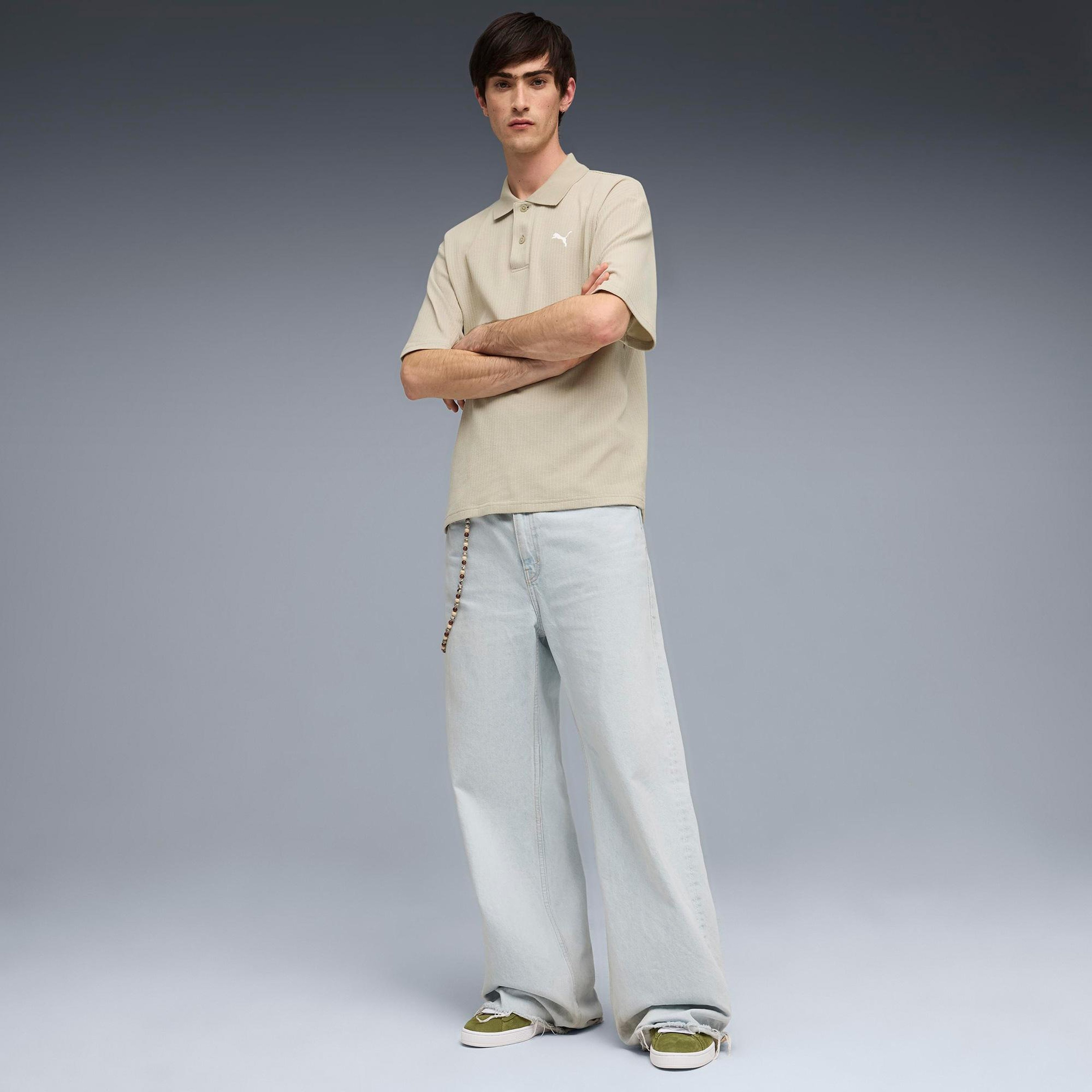 Puma Wardrobe Ess Boxy Erkek Gri Polo