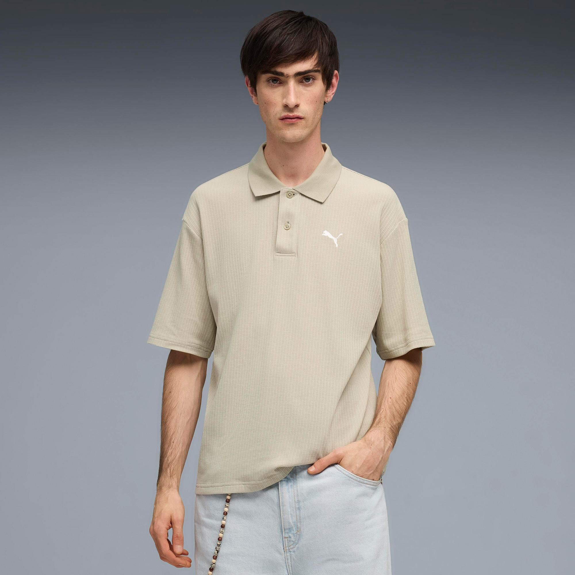 Puma Wardrobe Ess Boxy Erkek Gri Polo