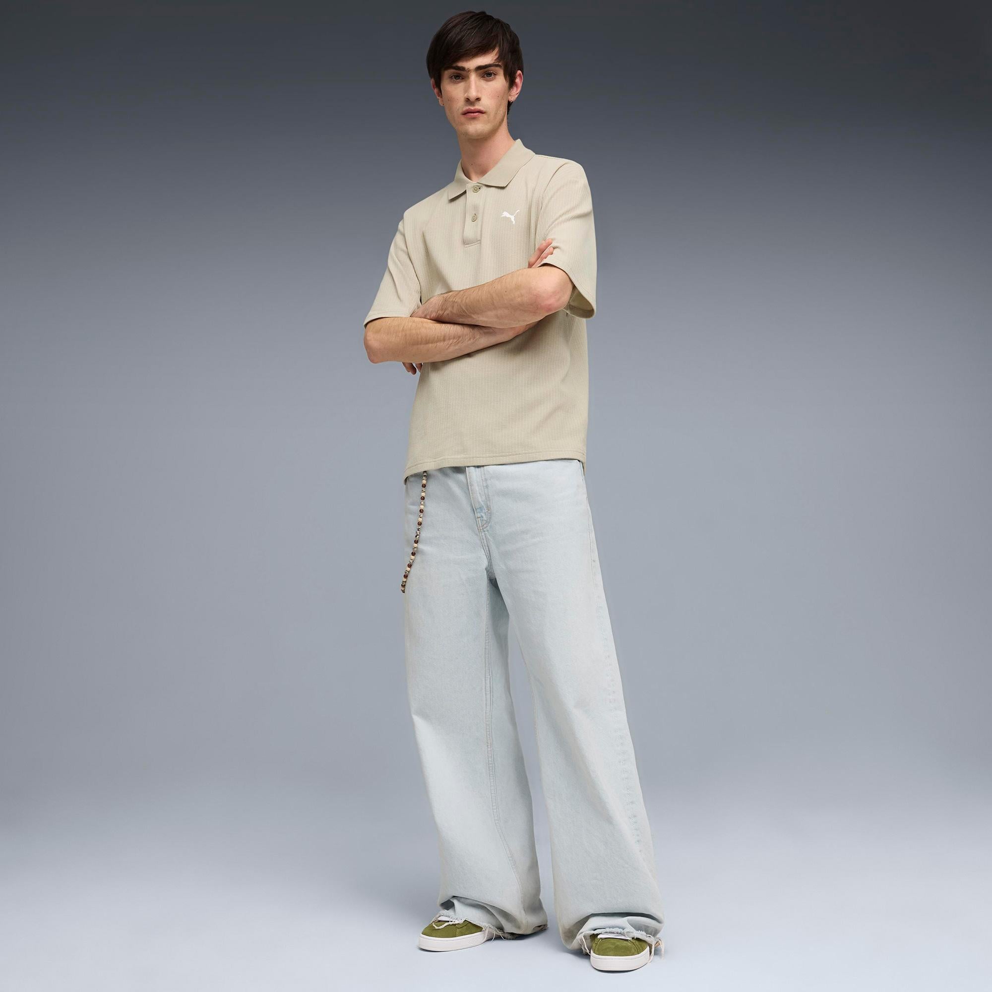 Puma Wardrobe Ess Boxy Erkek Gri Polo