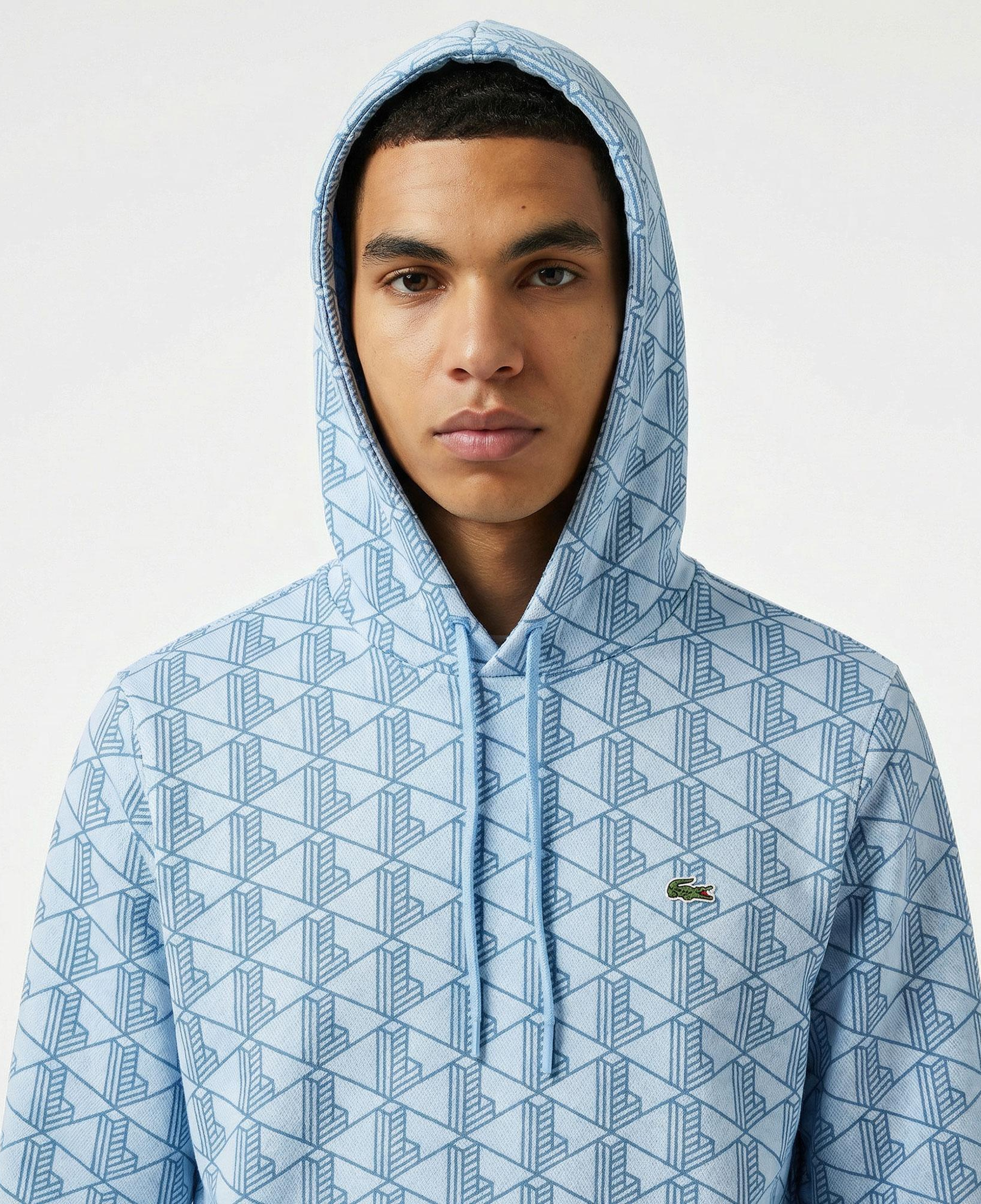 Lacoste Relaxed Fit Monogram Erkek Mavi Sweatshirt