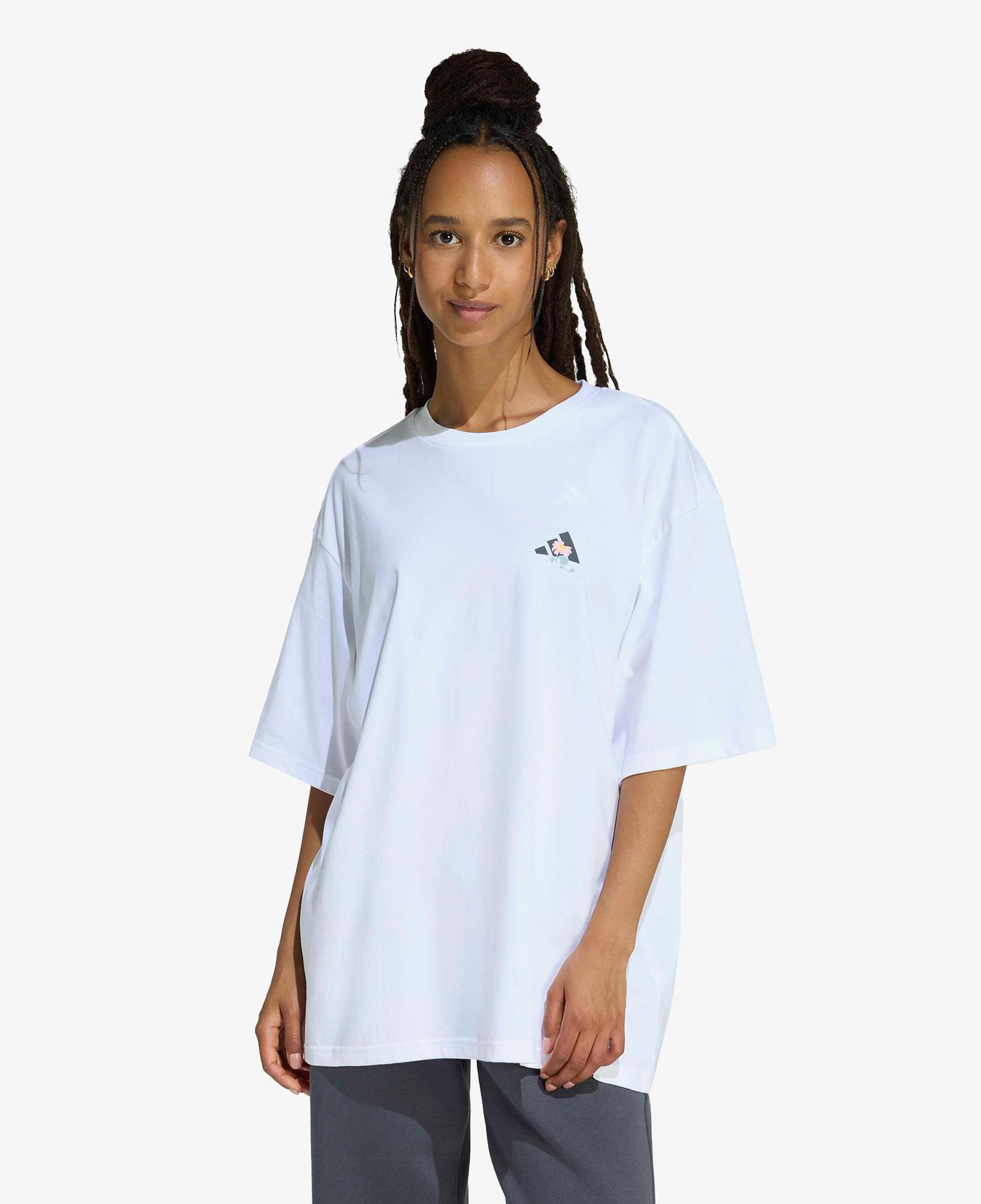 adidas Soft Side Oversized Grafik Kadın Beyaz Antrenman T-Shirt