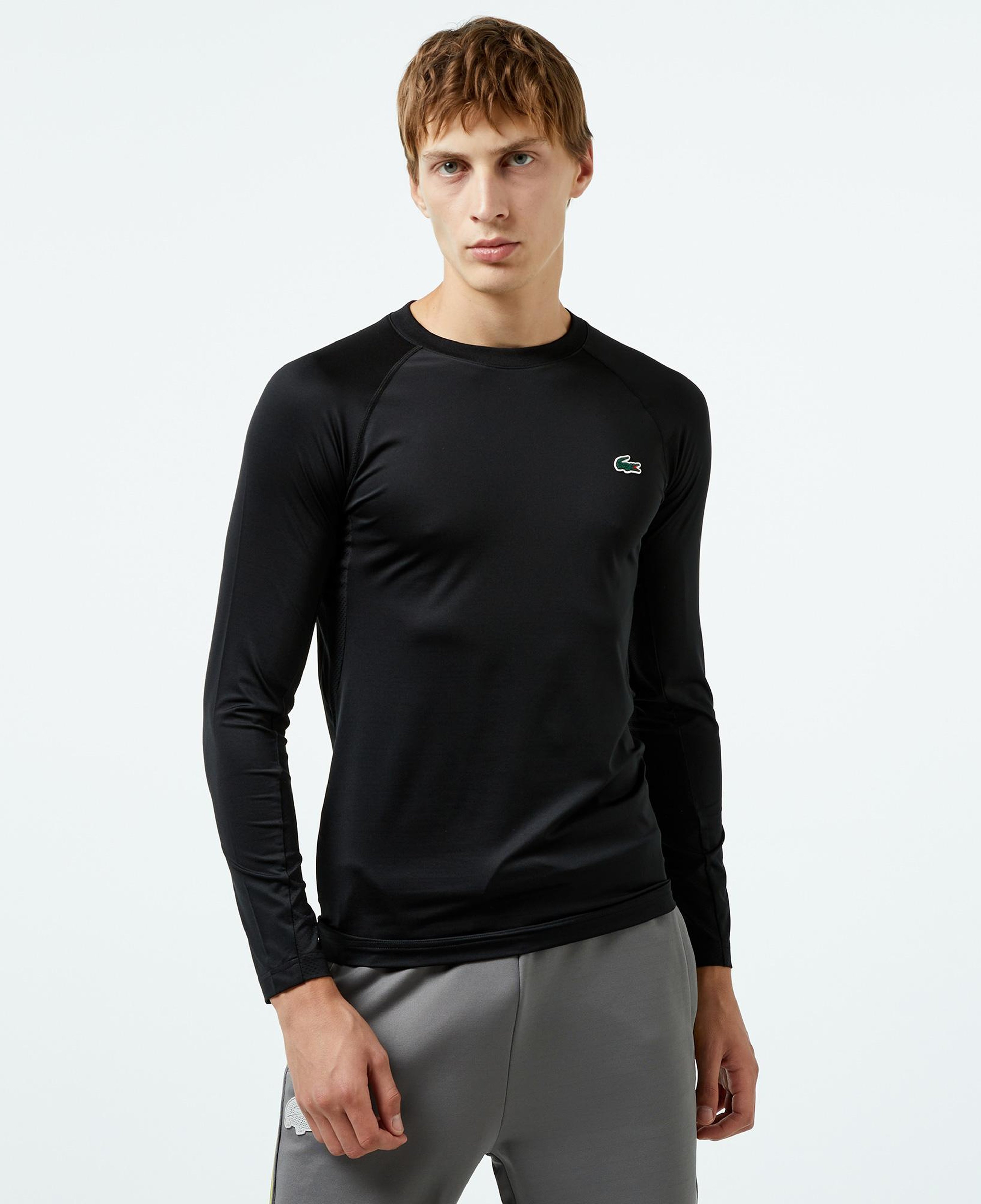 SPORT Erkek Slim Fit Uzun Kollu Bisiklet Yaka Siyah T-Shirt