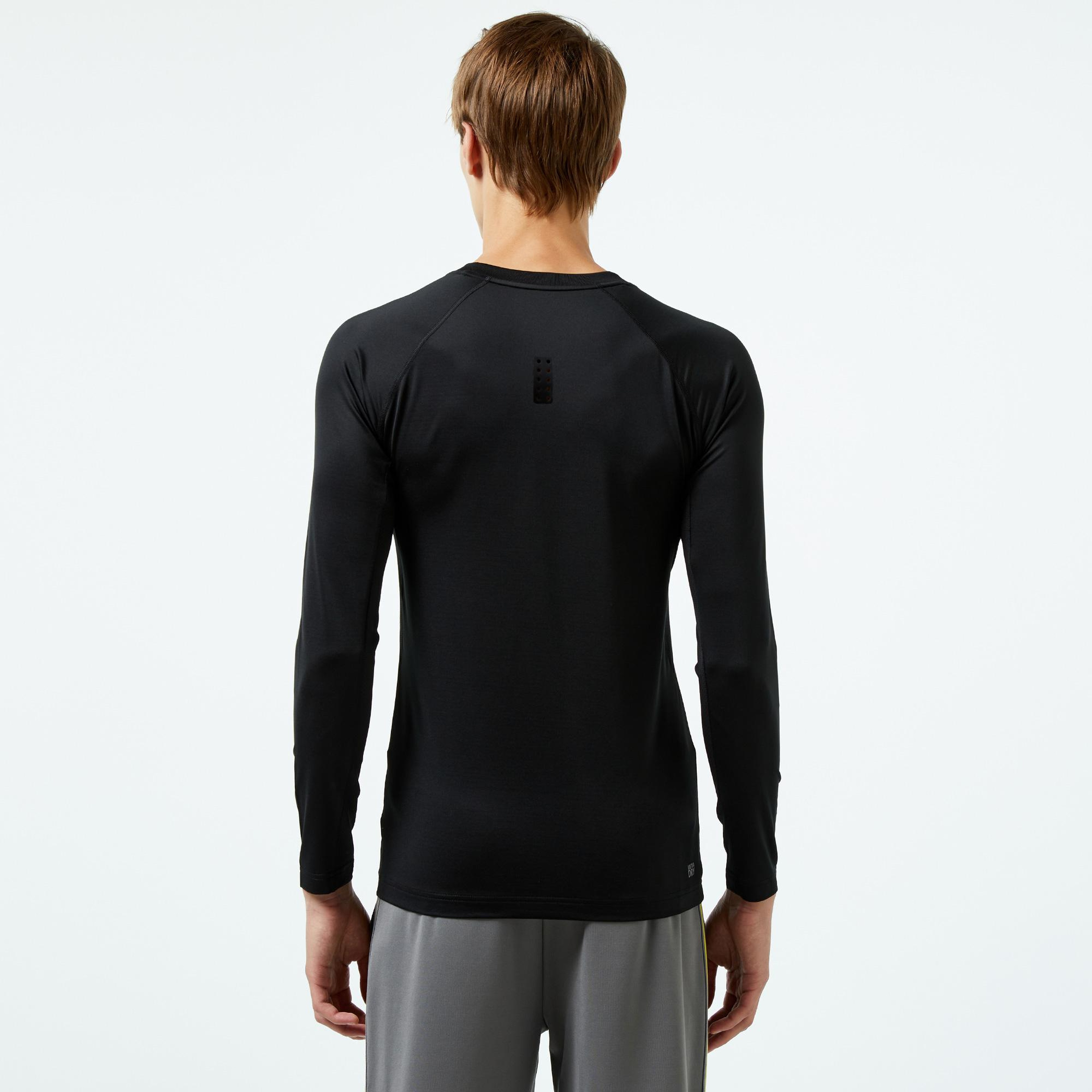 SPORT Erkek Slim Fit Uzun Kollu Bisiklet Yaka Siyah T-Shirt