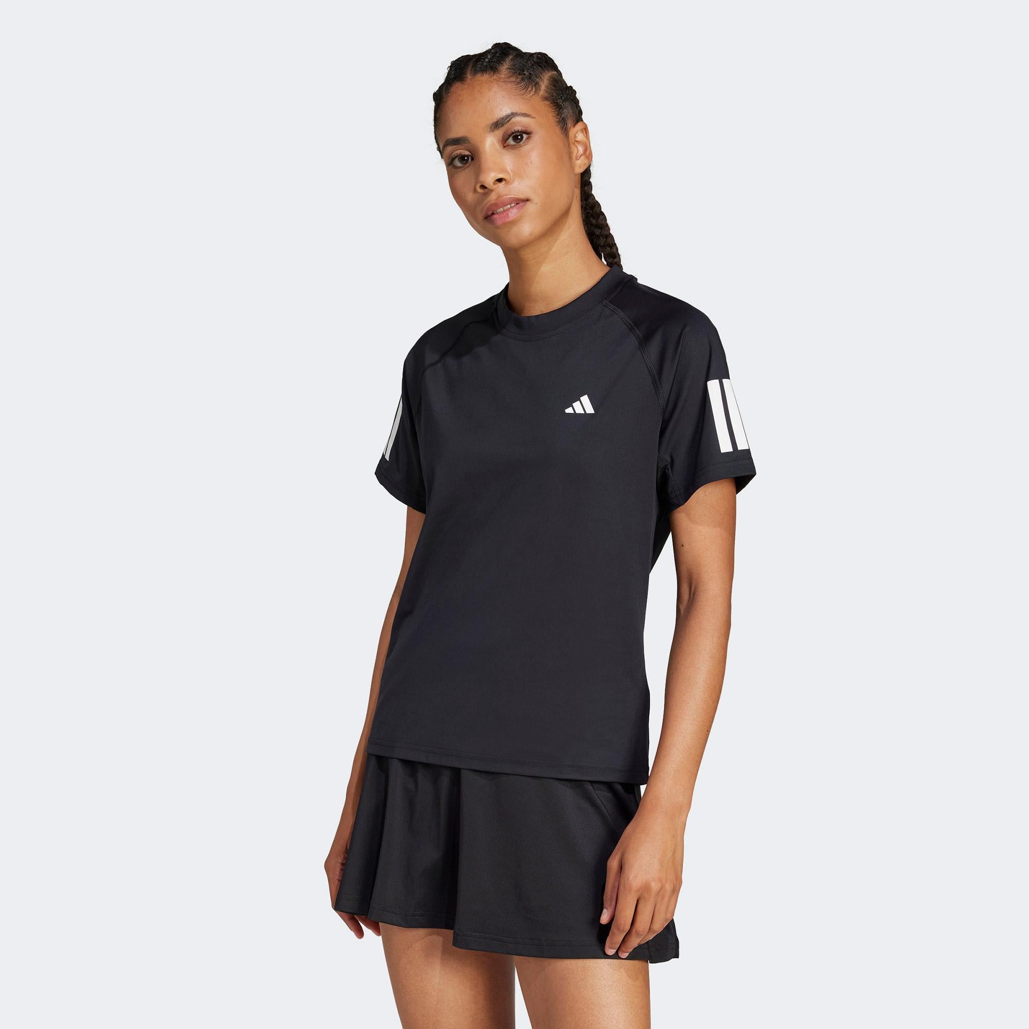adidas Club 3 Stripes Climacool Kadın Siyah Tenis T-Shirt