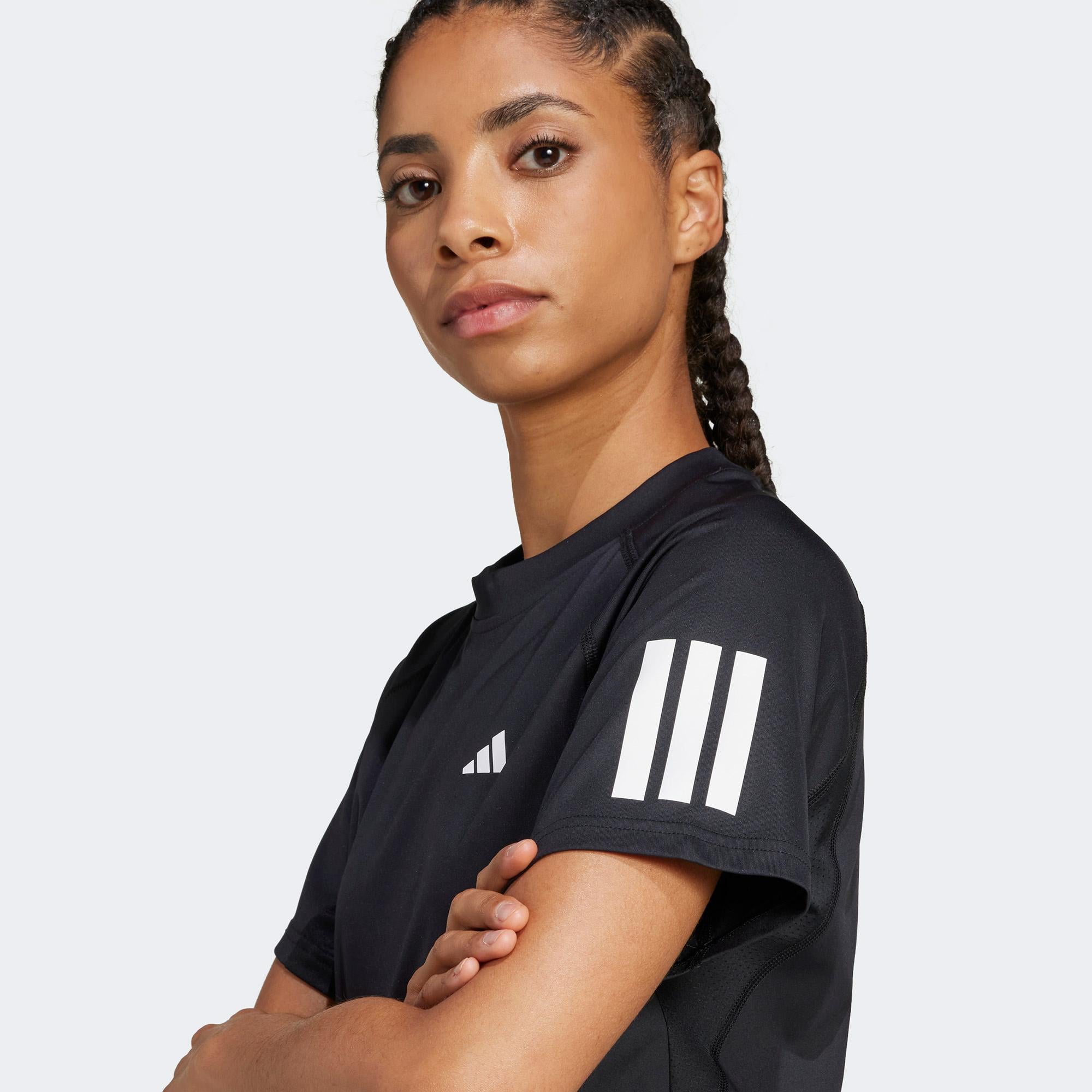adidas Club 3 Stripes Climacool Kadın Siyah Tenis T-Shirt