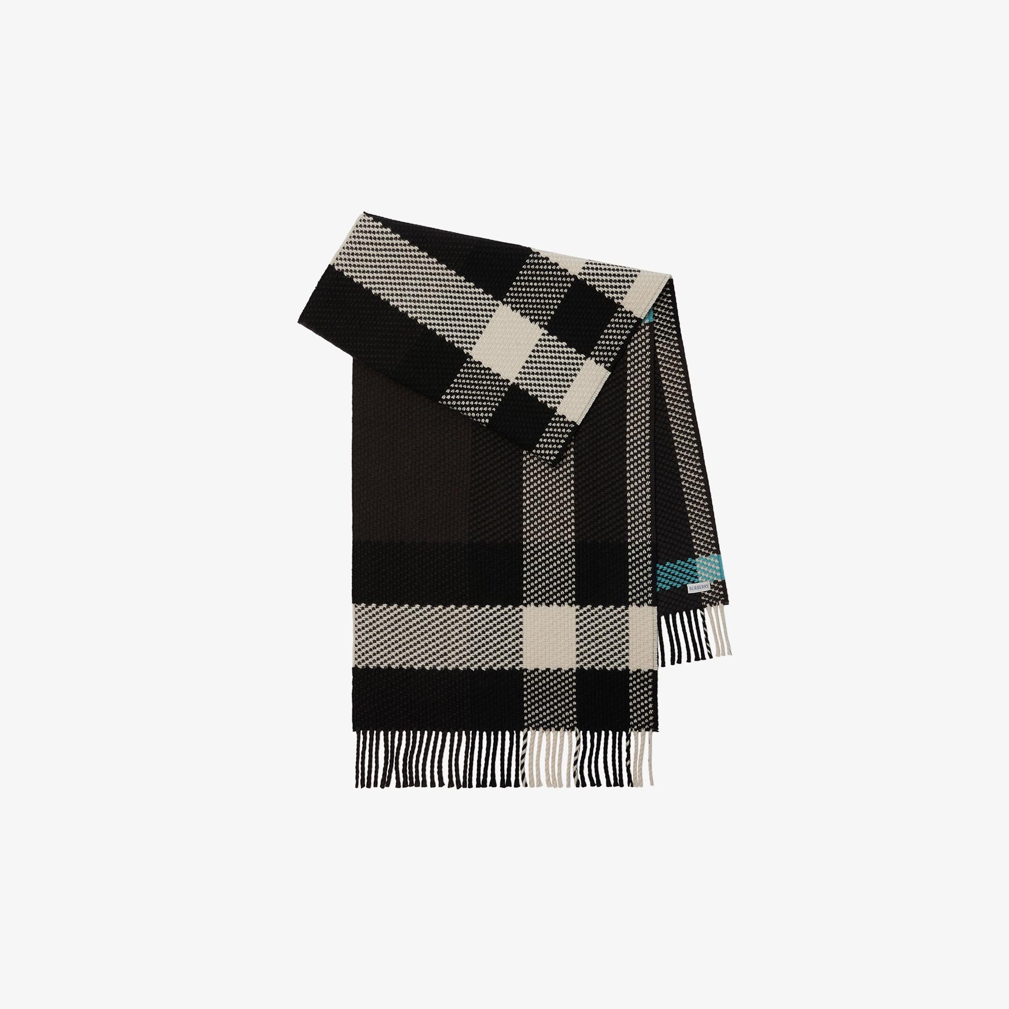 Burberry Unisex Siyah Yün Atkı