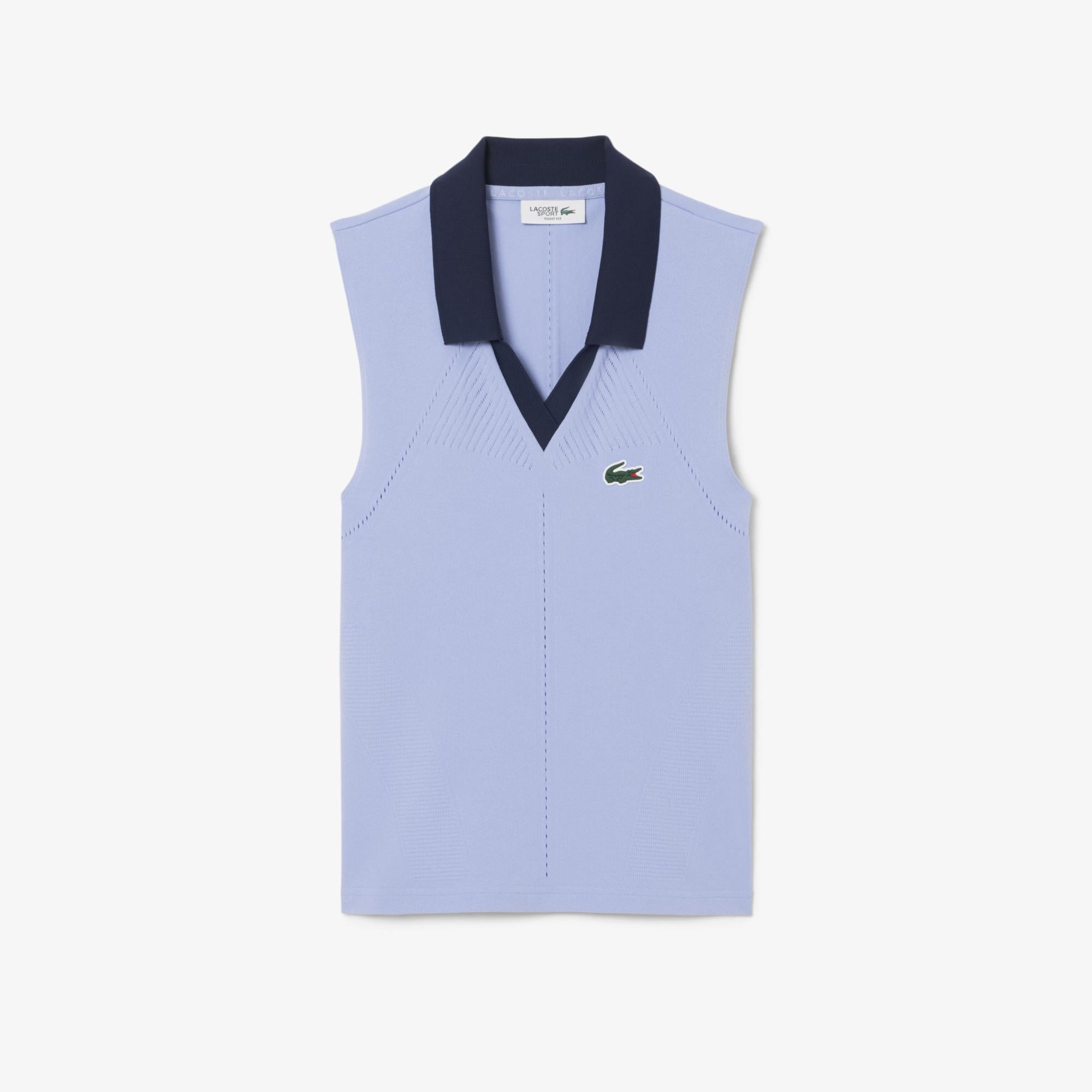 Kadın Slim Fit Kolsuz Mavi Polo