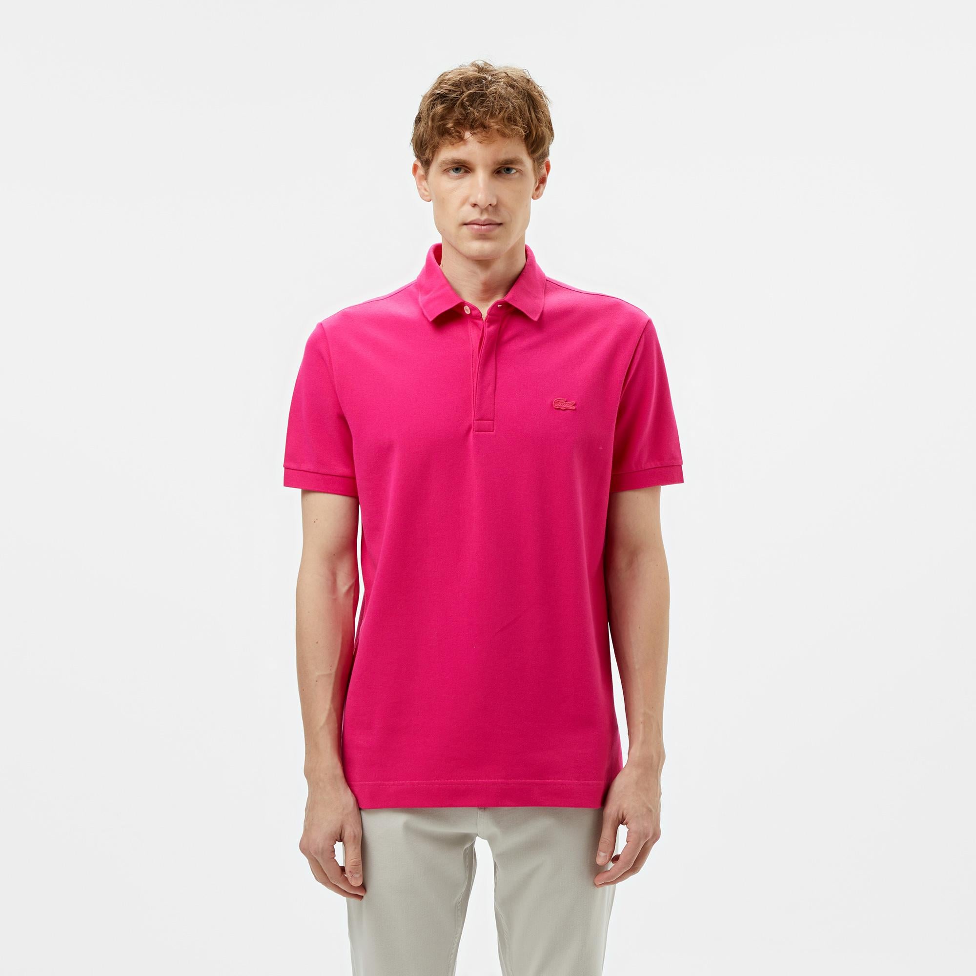 Erkek Regular Fit Pembe Paris Polo