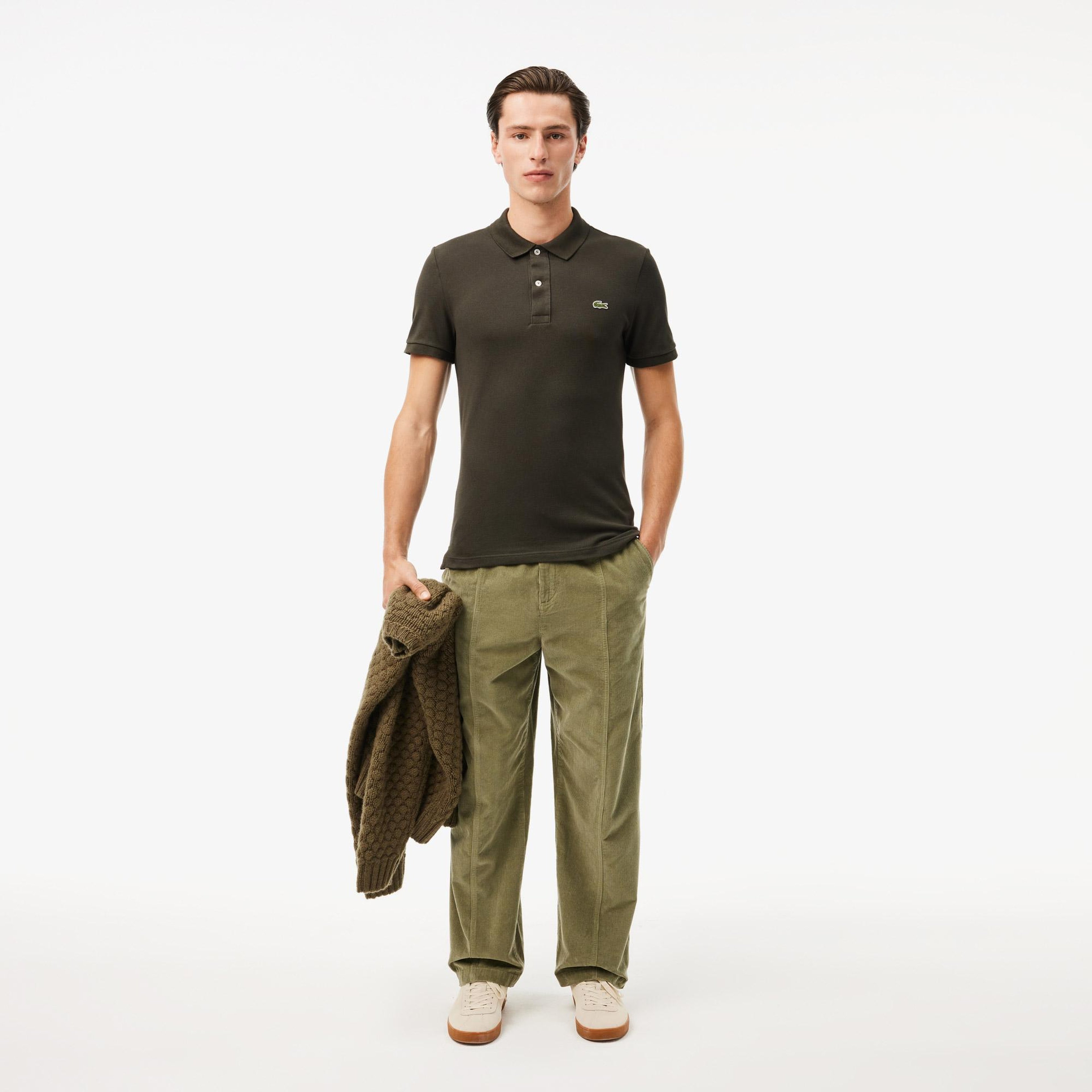 L.12.12 Erkek Slim Fit Haki Polo