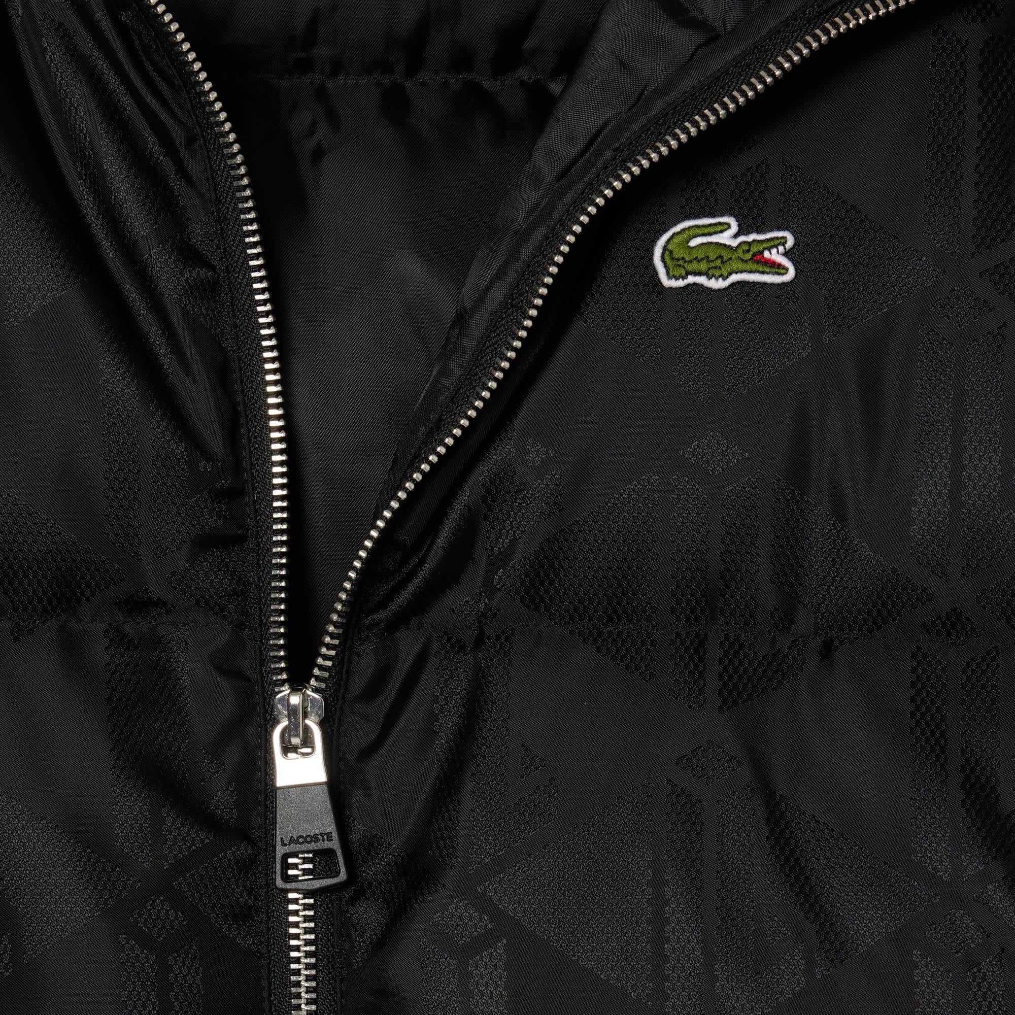 Erkek Dik Yaka Monogram Siyah Mont