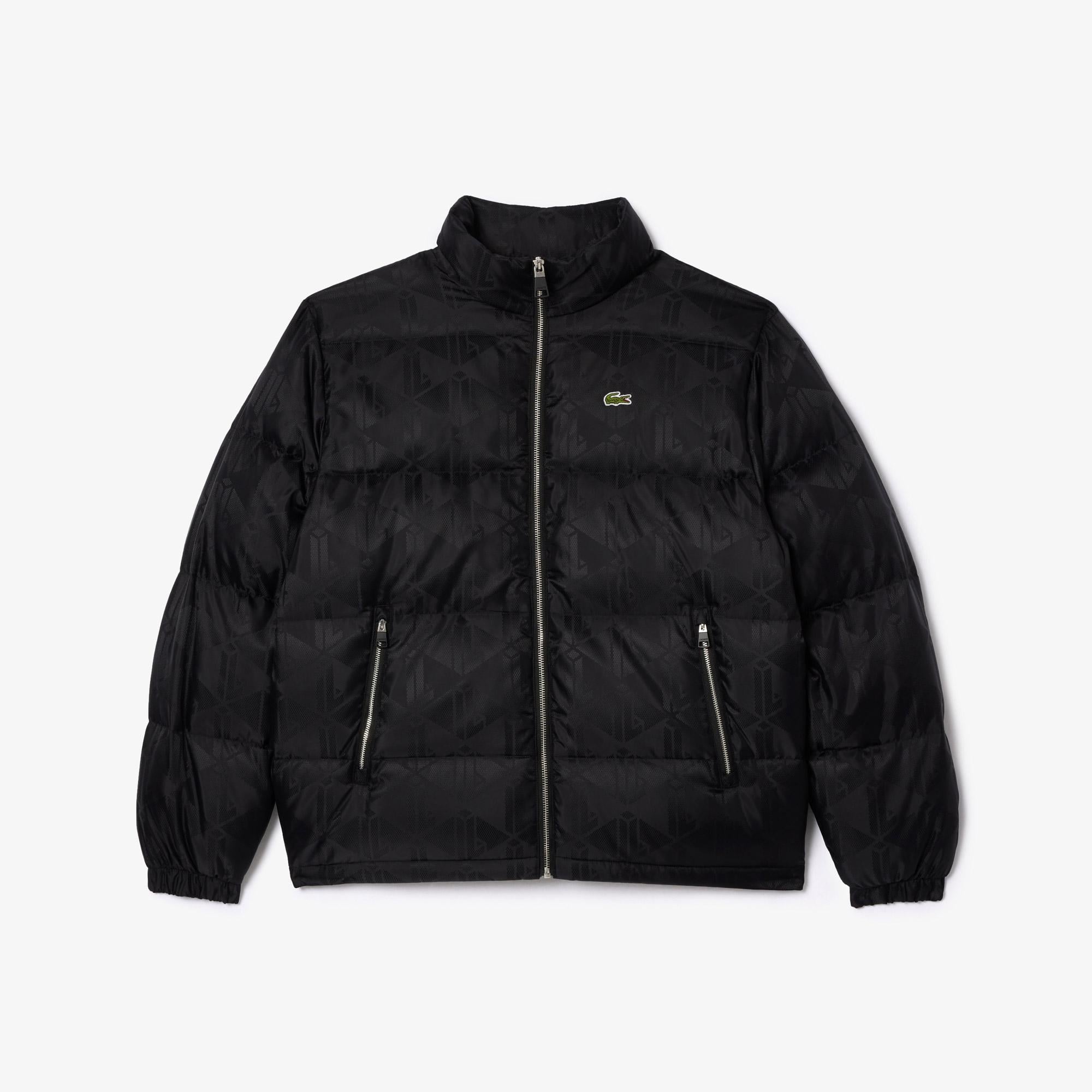 Erkek Dik Yaka Monogram Siyah Mont