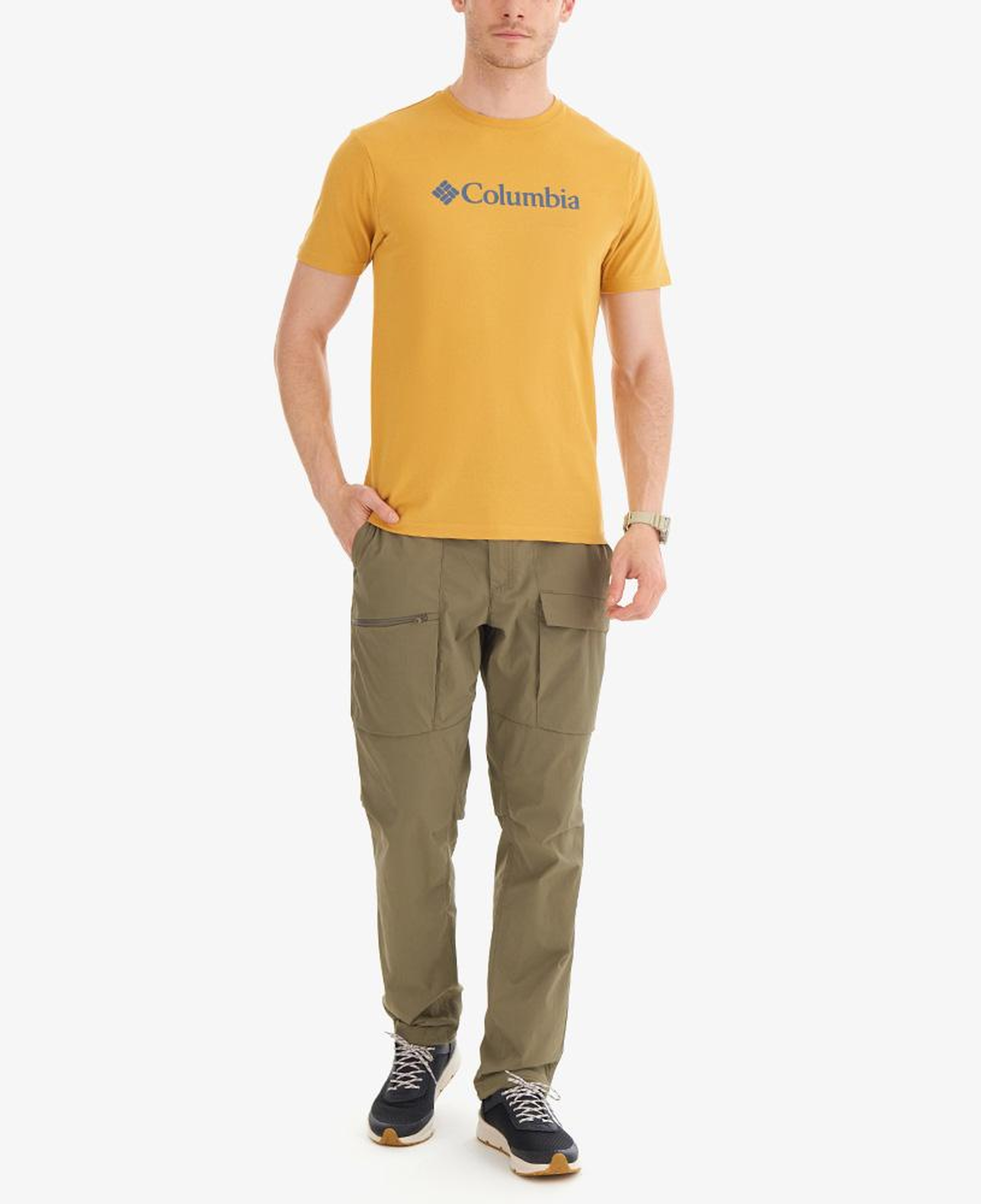 Columbia Basic Big Logo Erkek Sarı Outdoor T-Shirt