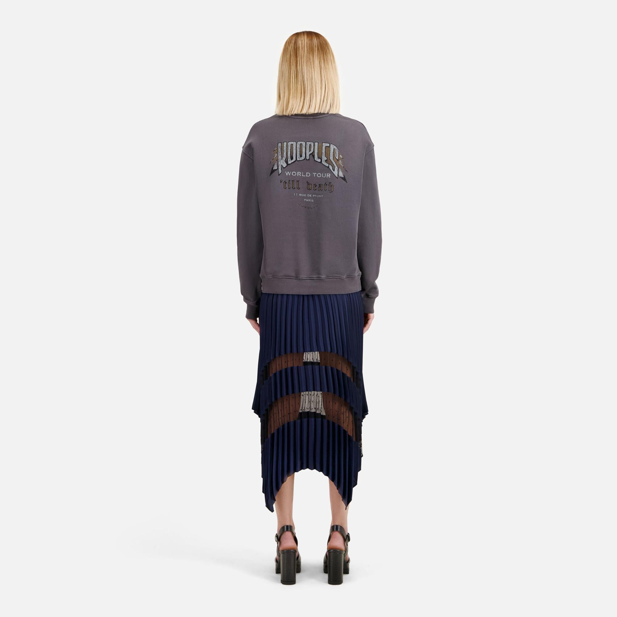KADIN BASKILI BİSİKLET YAKA GRİ SWEATSHIRT