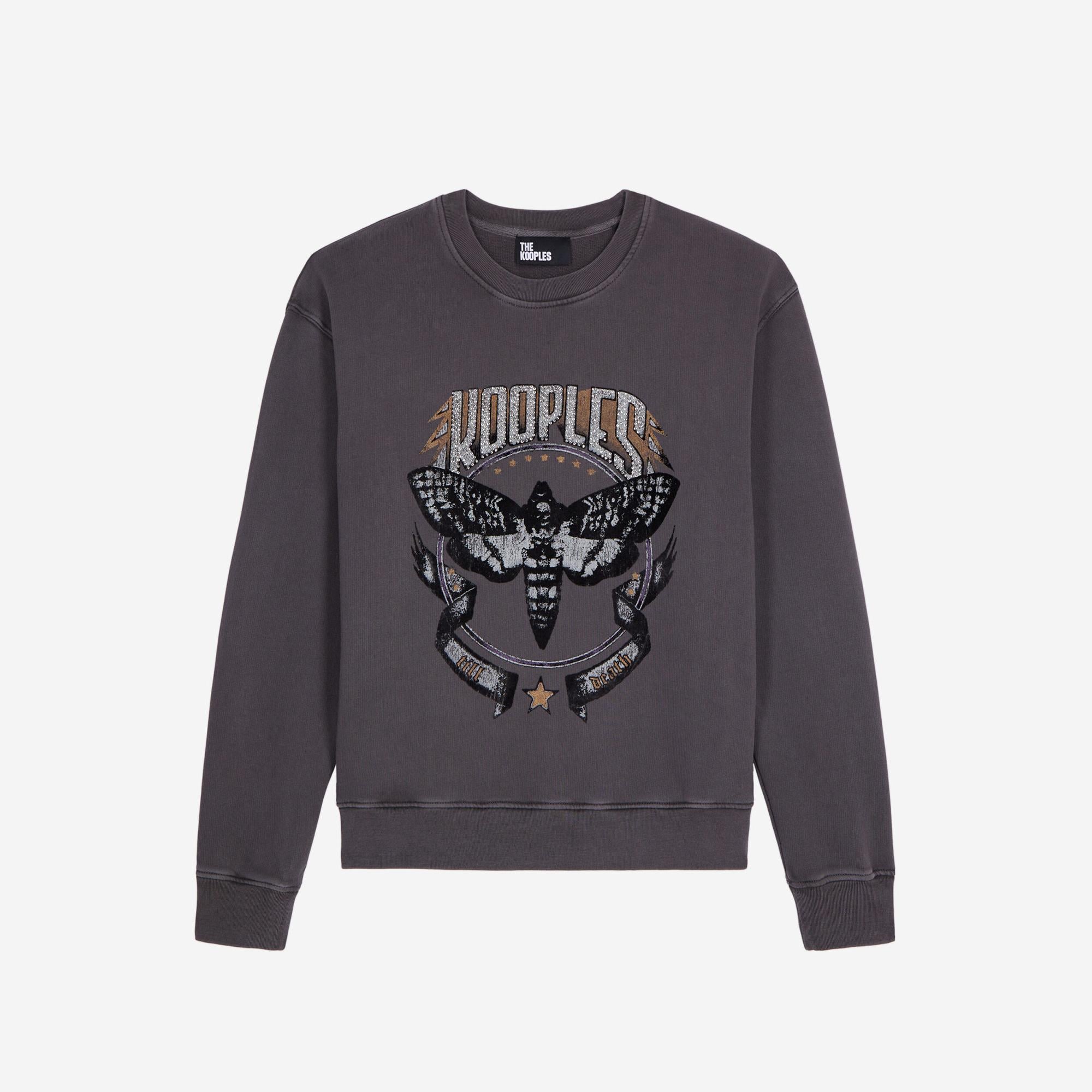 KADIN BASKILI BİSİKLET YAKA GRİ SWEATSHIRT